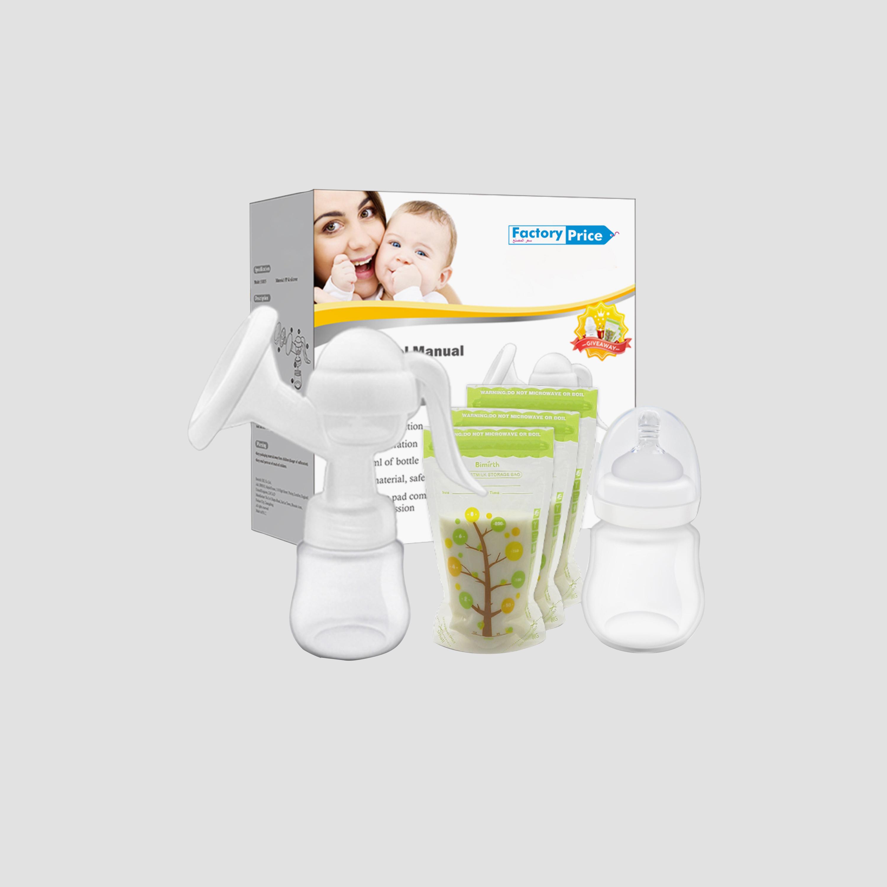 مضخة ثدي يدوية مع 3 أكياس لتخزين الحليب من فاكتوري برايس-baby-feeding-breastfeedingandcare-image-2