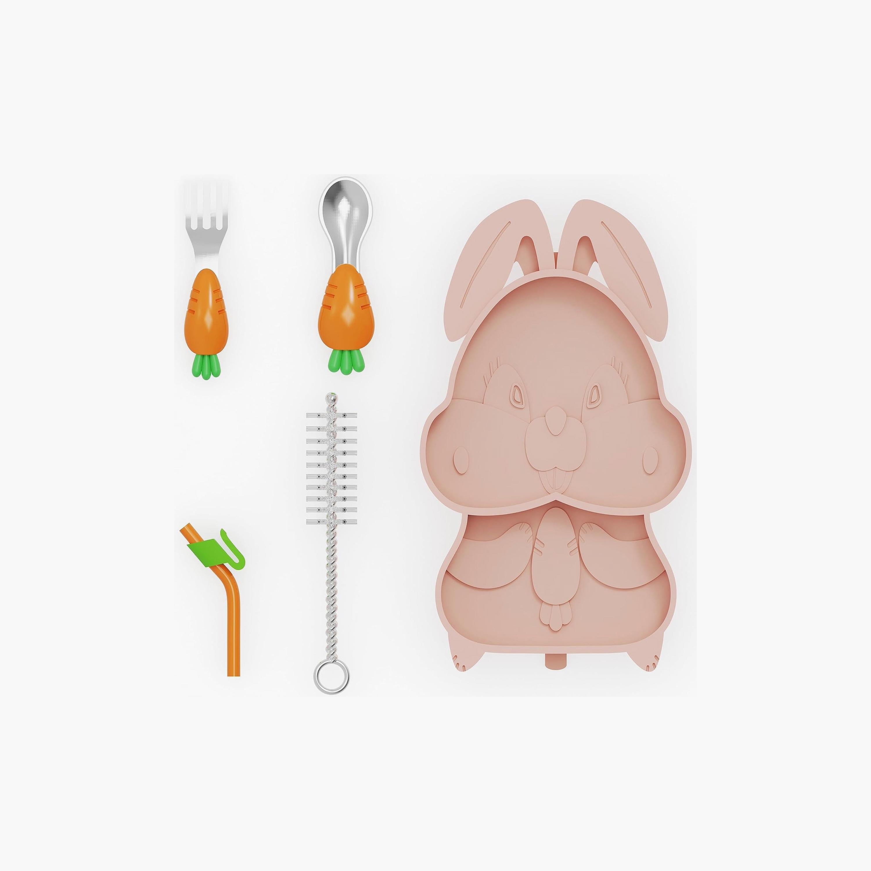 Factory Price 4-Piece Elena Kids Silicone Tableware - Bunny-baby-feeding-mealtimeessentials-image-1