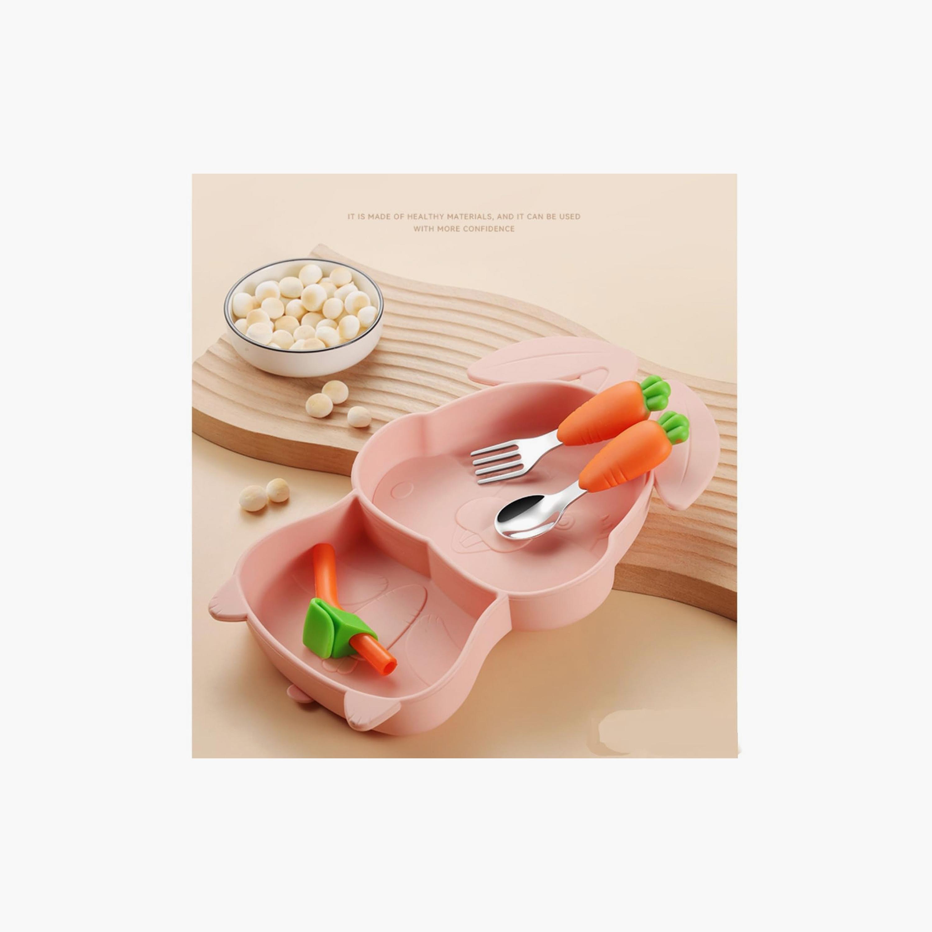 Factory Price 4-Piece Elena Kids Silicone Tableware - Bunny-baby-feeding-mealtimeessentials-image-4