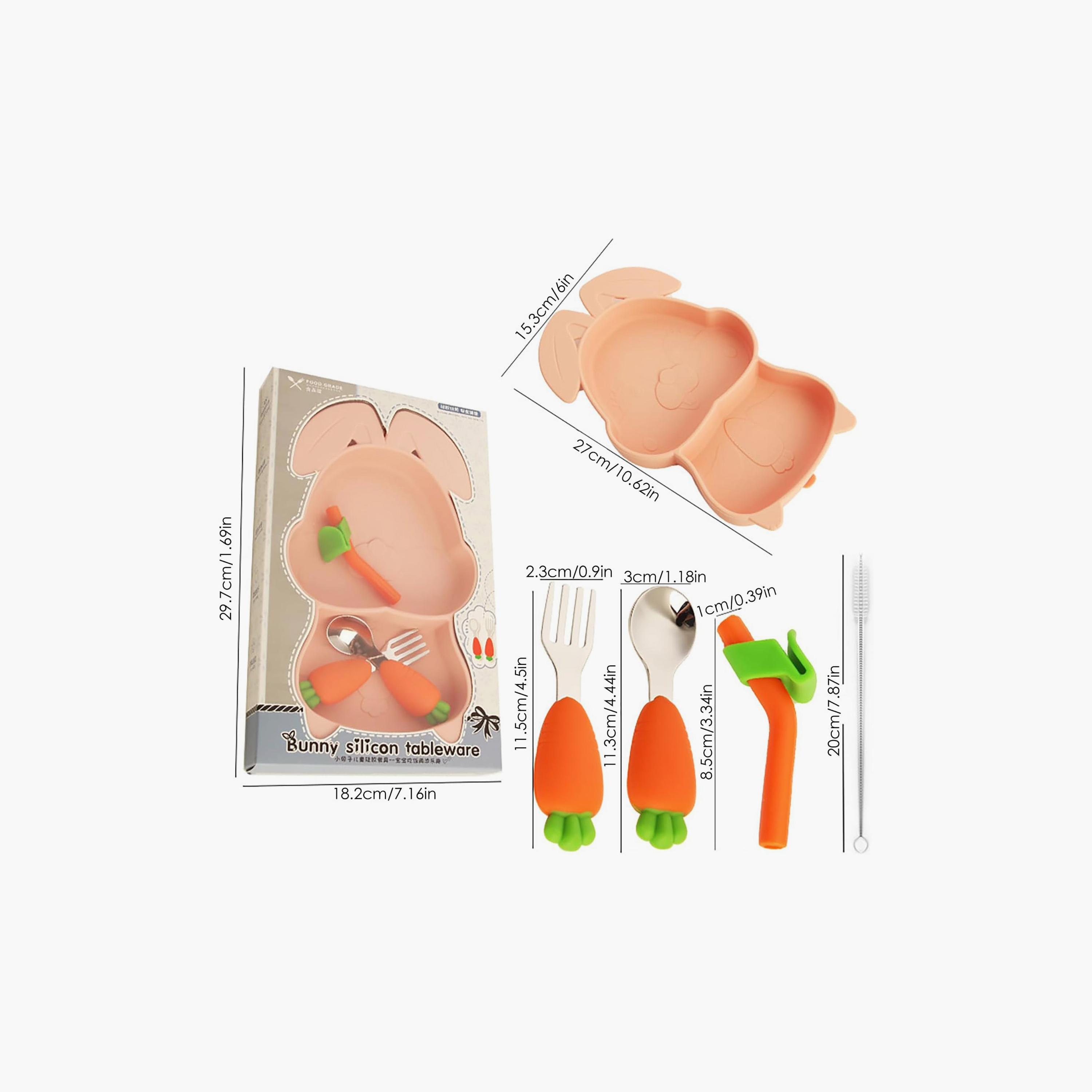 Factory Price 4-Piece Elena Kids Silicone Tableware - Bunny-baby-feeding-mealtimeessentials-image-6