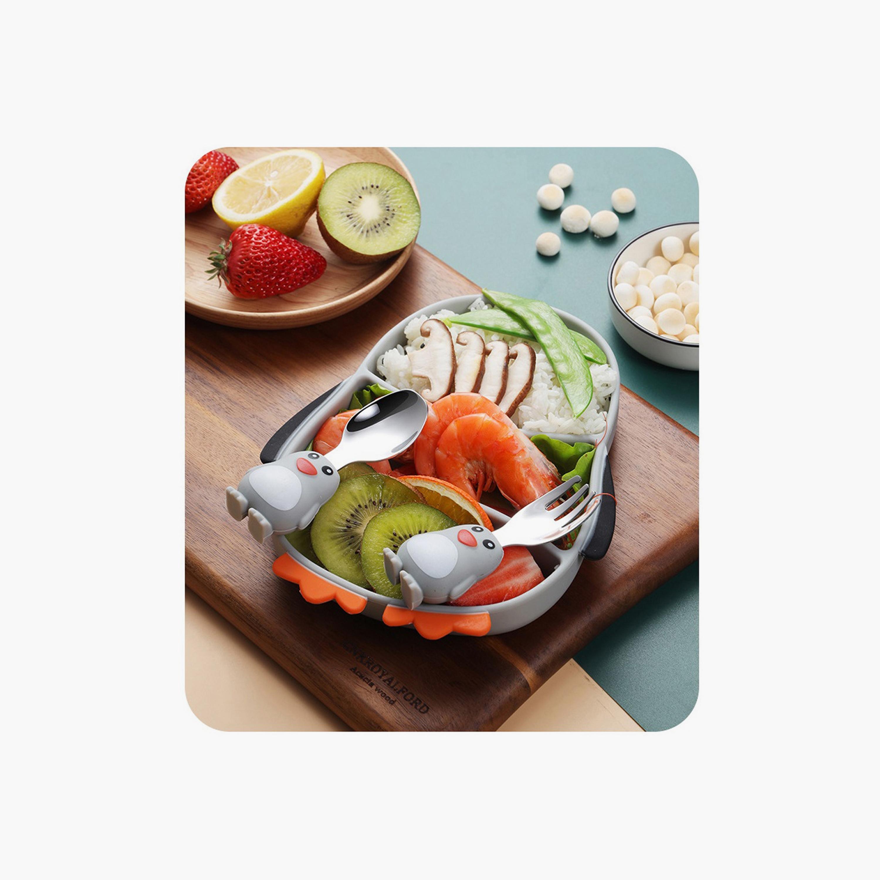 Factory Price 3-Piece Elena Kids Silicone Tableware - Penguin-baby-feeding-mealtimeessentials-image-6