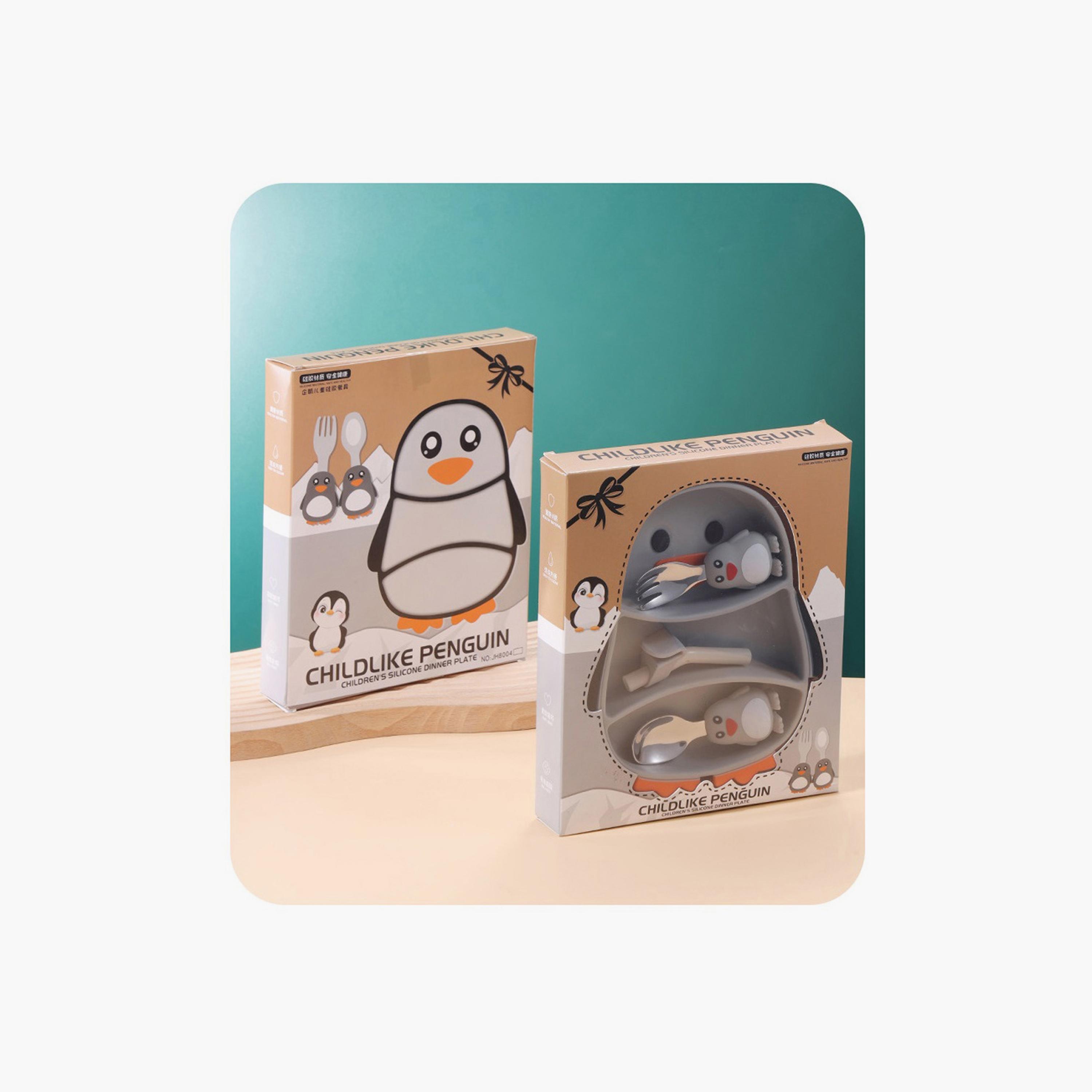 Factory Price 3-Piece Elena Kids Silicone Tableware - Penguin-baby-feeding-mealtimeessentials-image-7