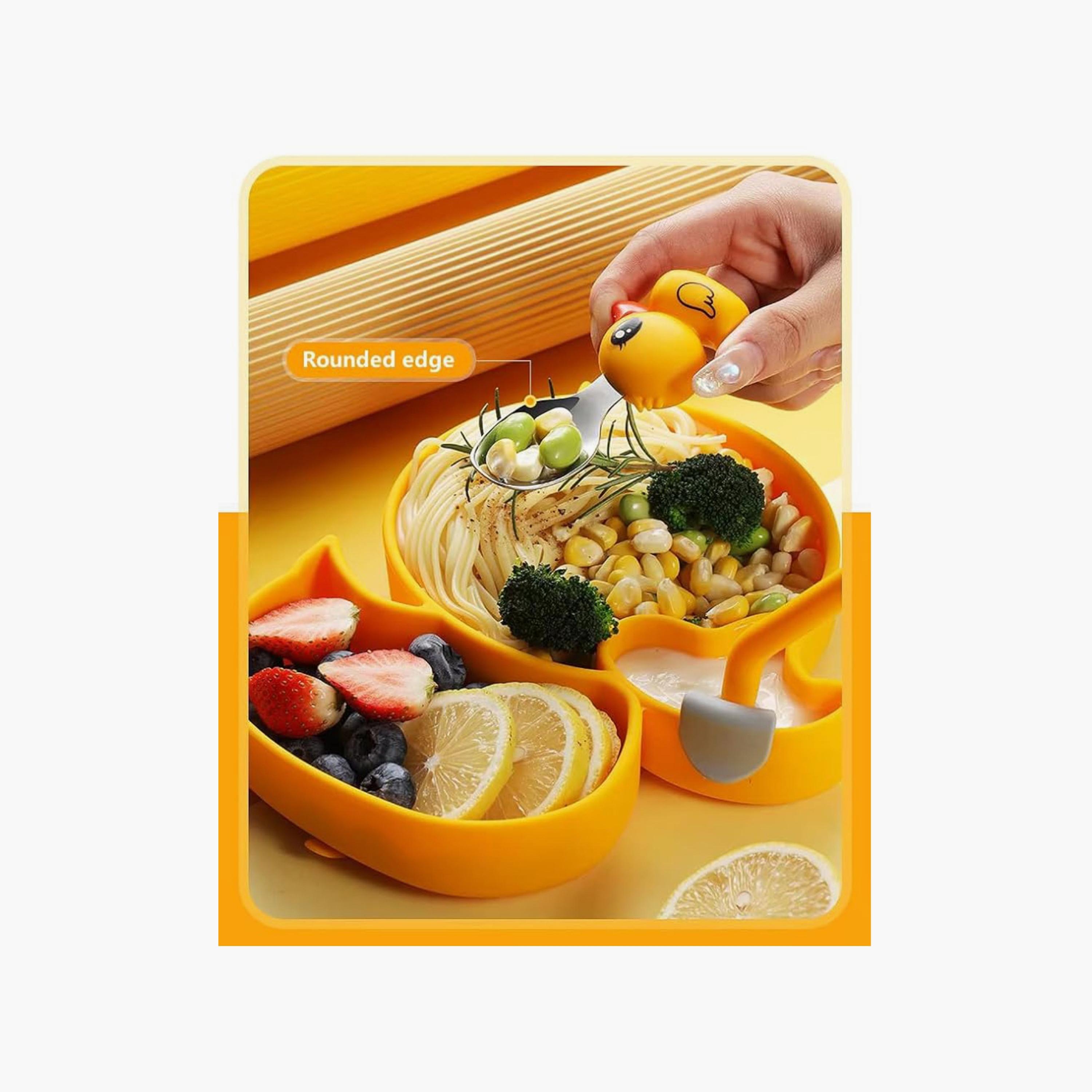 Factory Price 4-Piece Elena Kids Silicone Tableware - Duck-baby-feeding-mealtimeessentials-image-6