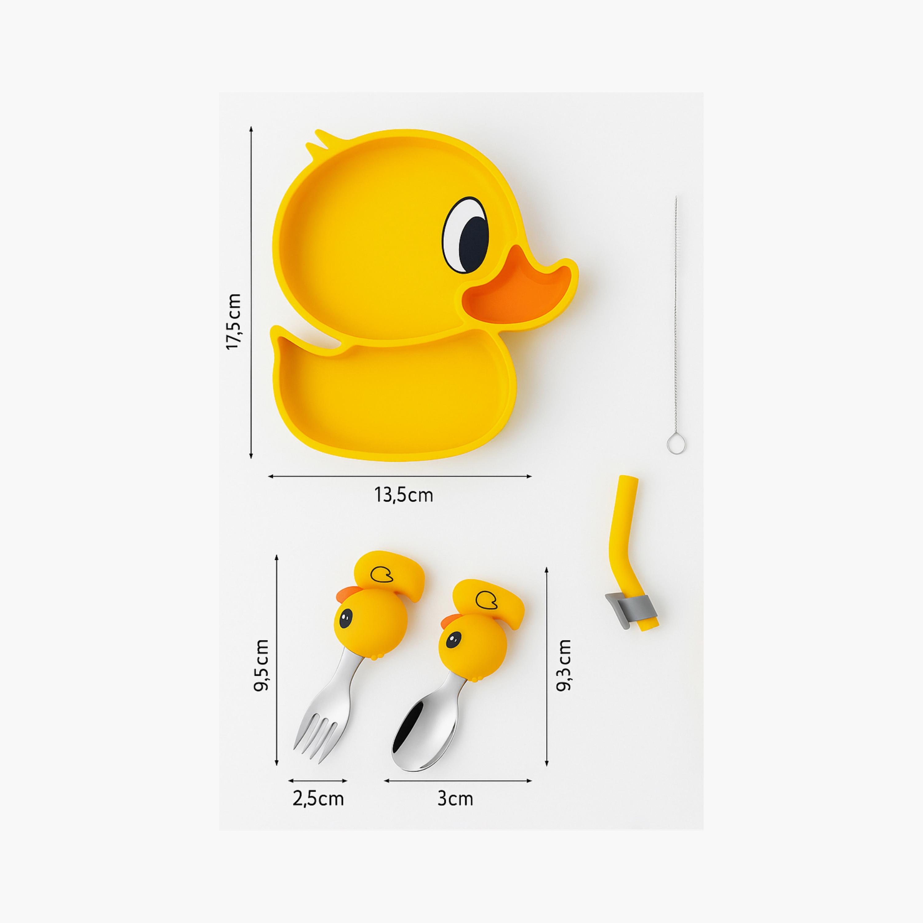 Factory Price 4-Piece Elena Kids Silicone Tableware - Duck-baby-feeding-mealtimeessentials-image-7
