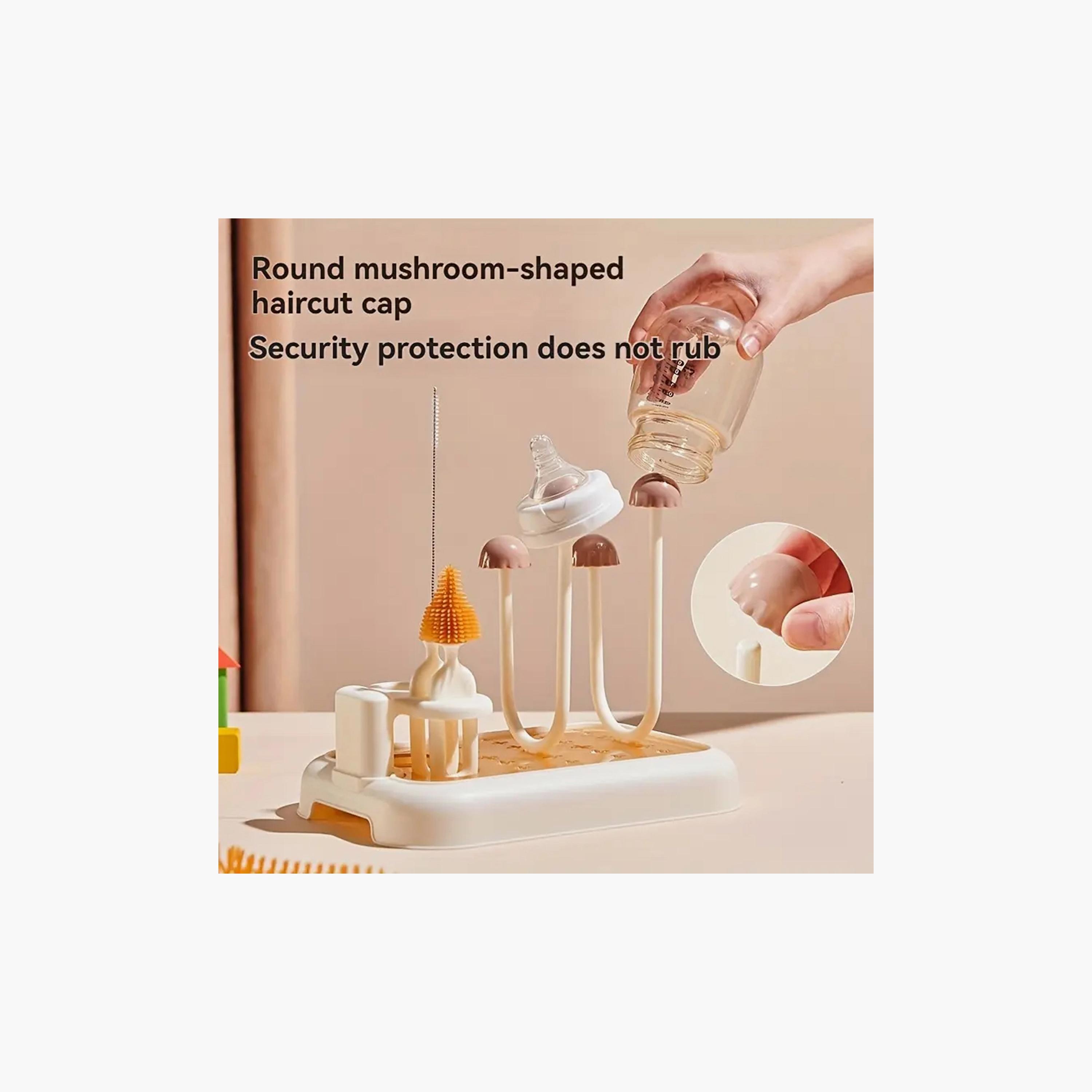 Factory Price Baby Bottle Cleaning Brush Set with Drying Rack-baby-feeding-accessories-image-4