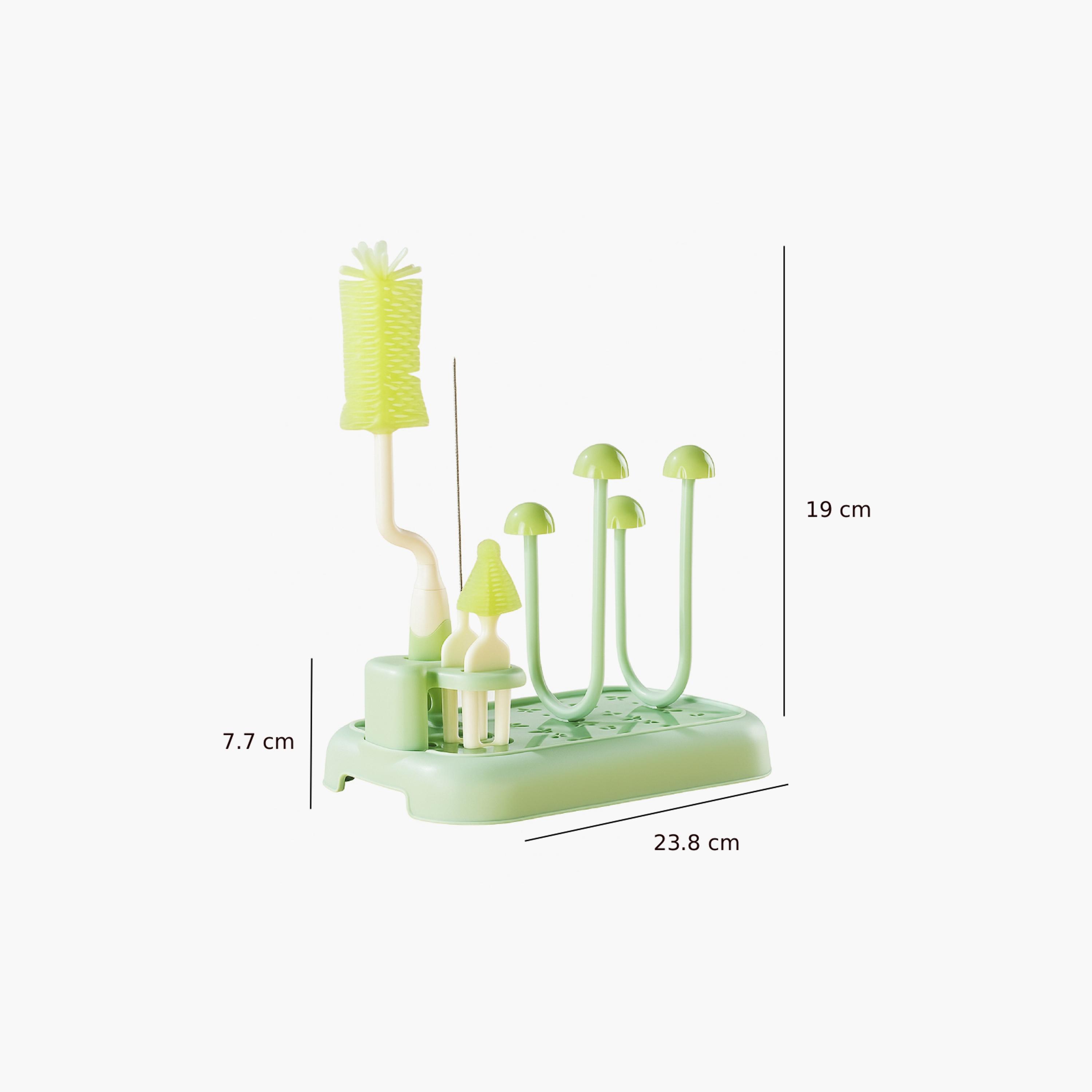 Factory Price Baby Bottle Cleaning Brush Set with Drying Rack-baby-feeding-accessories-image-6