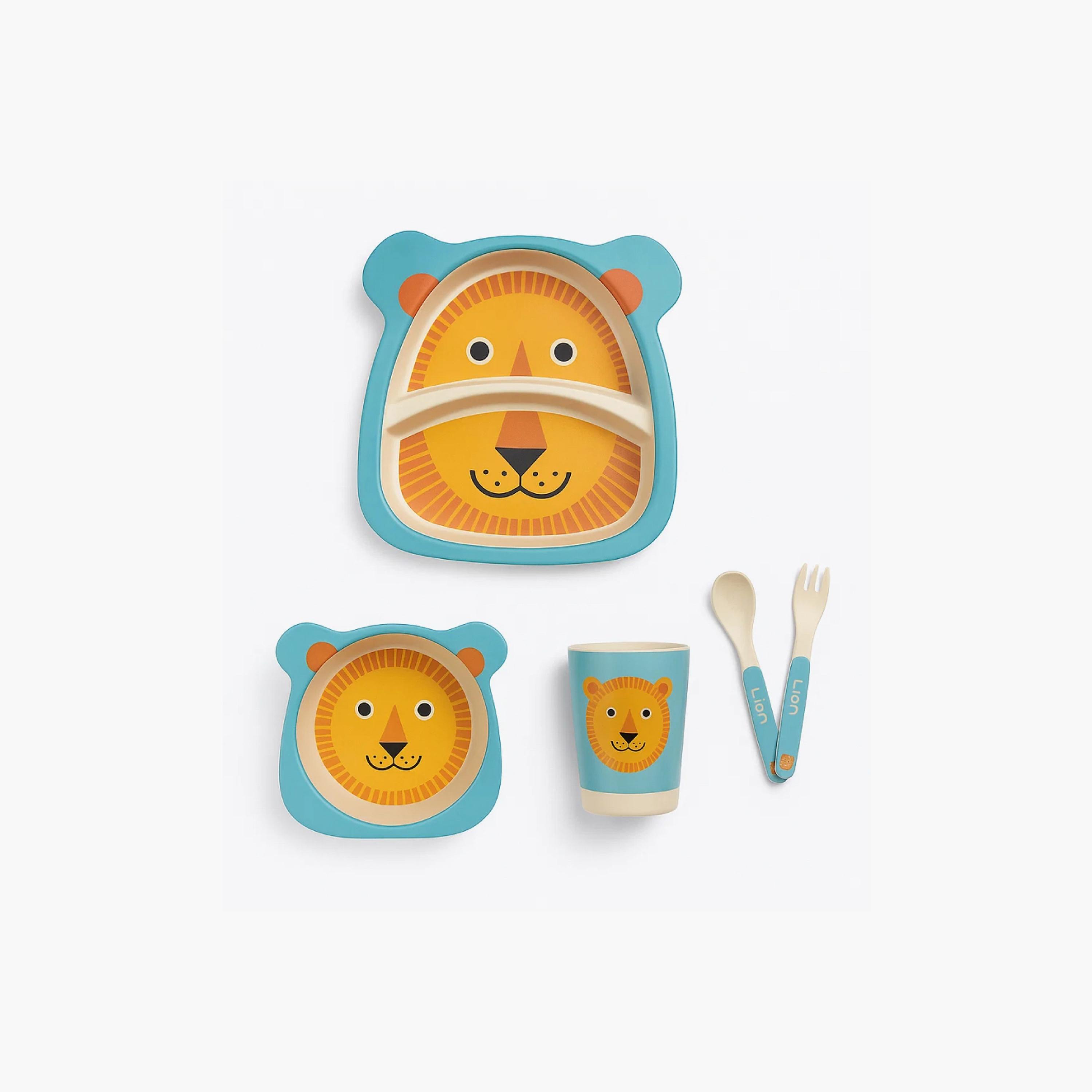 Factory Price 5-Piece Bamboo Tableware Set - Lion-baby-feeding-mealtimeessentials-image-1