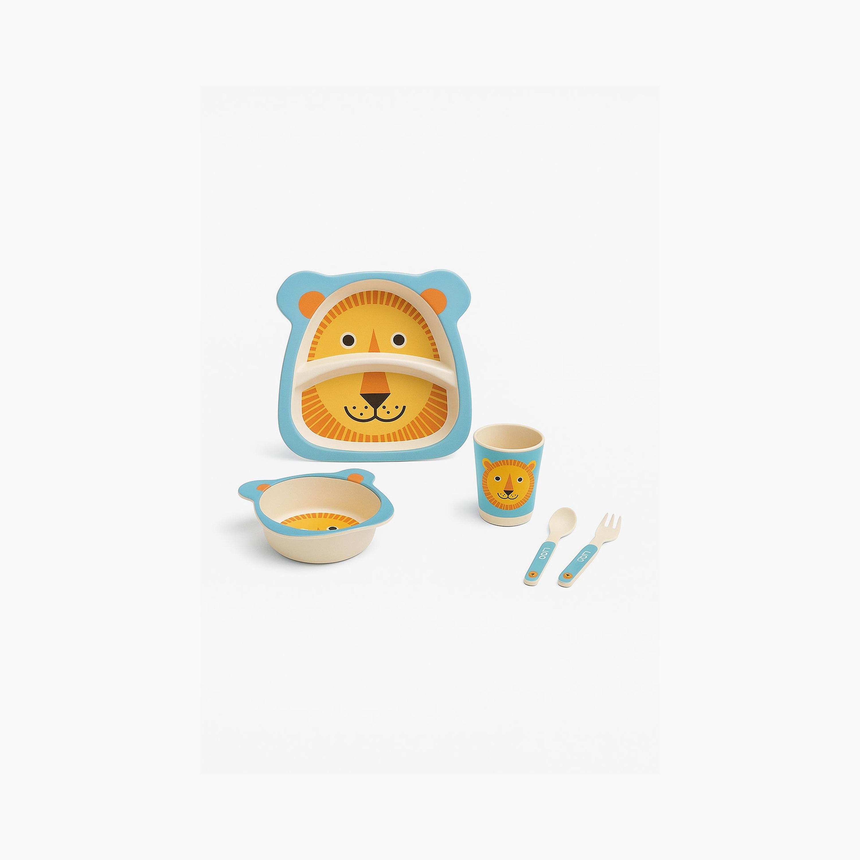 Factory Price 5-Piece Bamboo Tableware Set - Lion-baby-feeding-mealtimeessentials-image-2