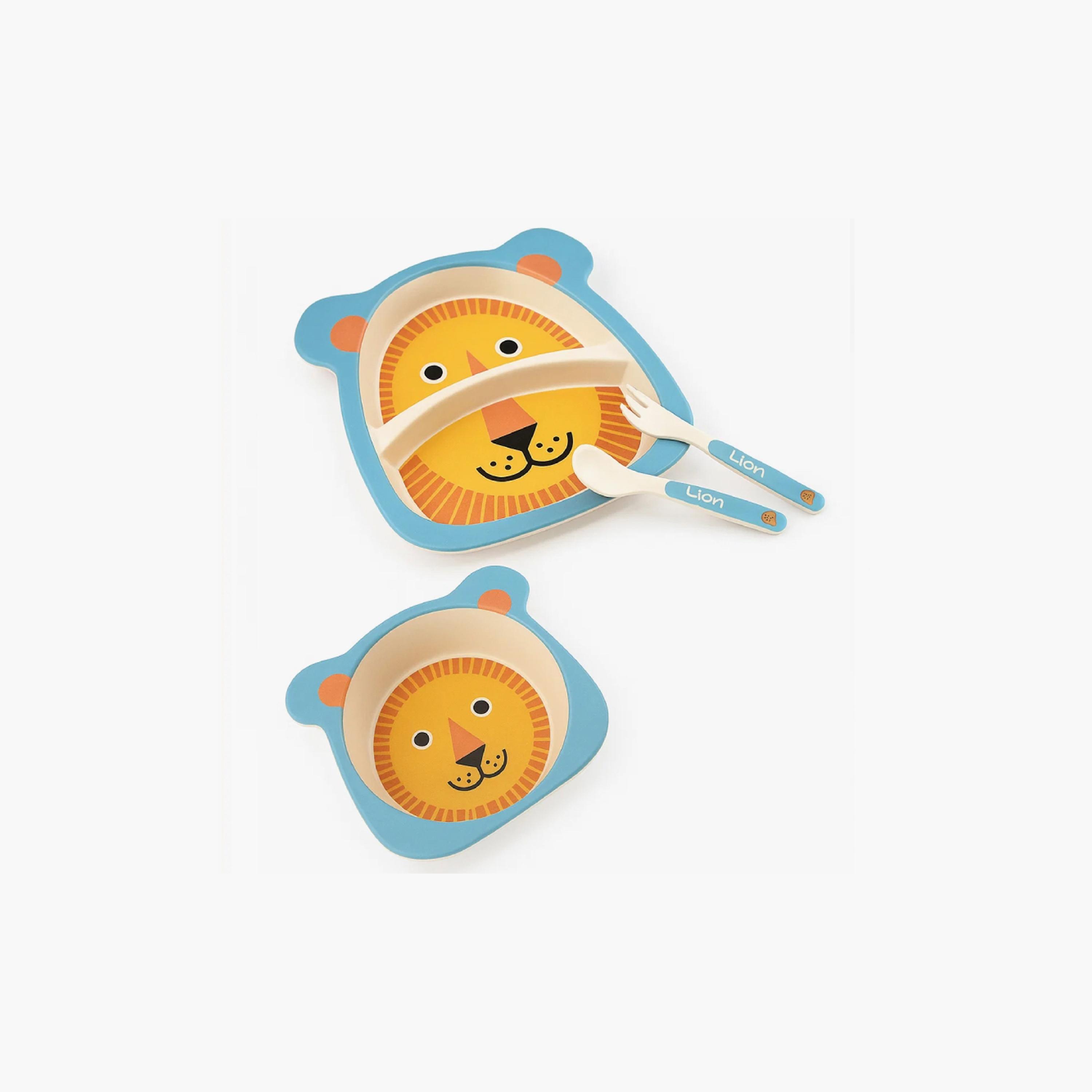 Factory Price 5-Piece Bamboo Tableware Set - Lion-baby-feeding-mealtimeessentials-image-4