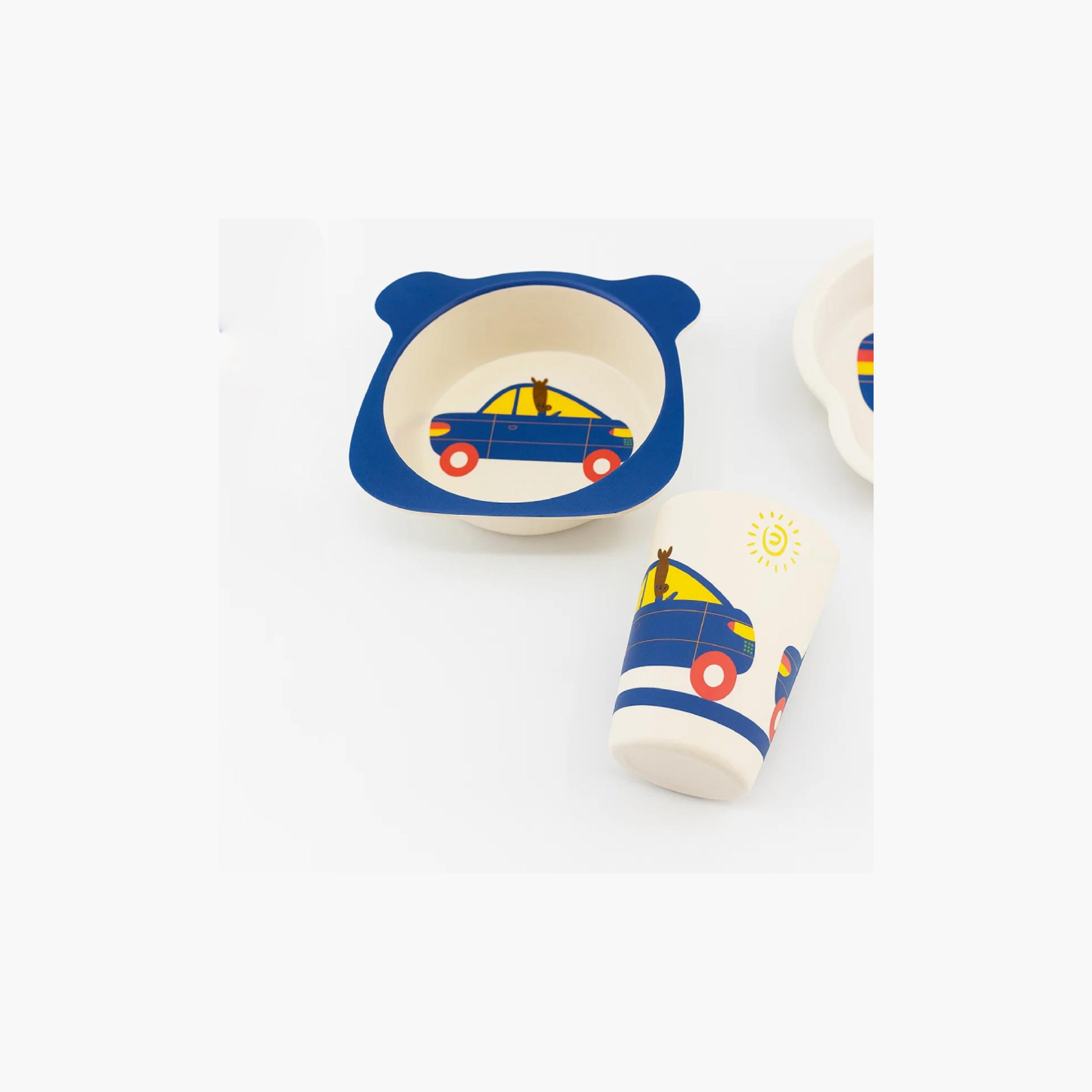 Factory Price 5-Piece Bamboo Tableware Set - Car - A-baby-feeding-mealtimeessentials-image-2