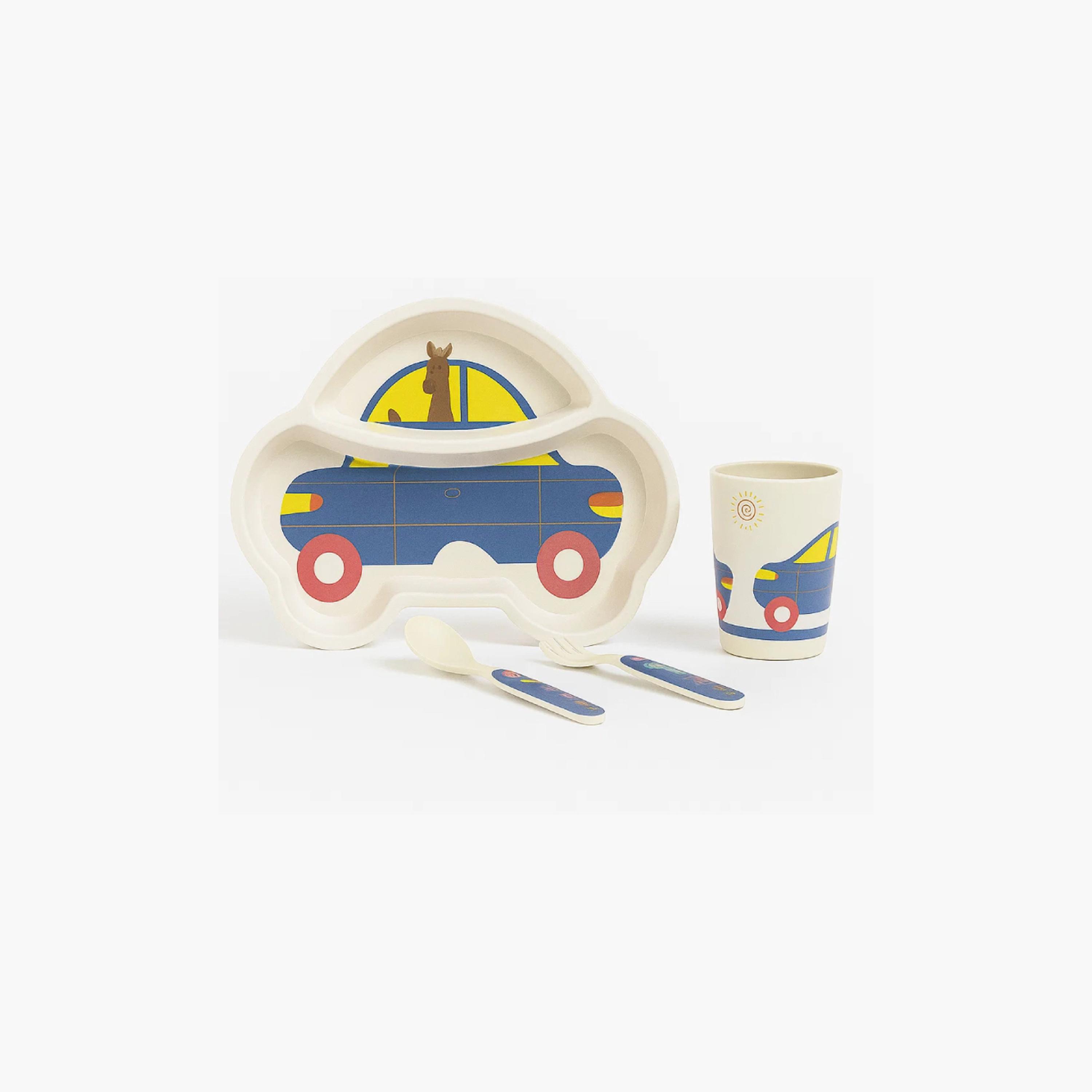 Factory Price 5-Piece Bamboo Tableware Set - Car - A-baby-feeding-mealtimeessentials-image-3