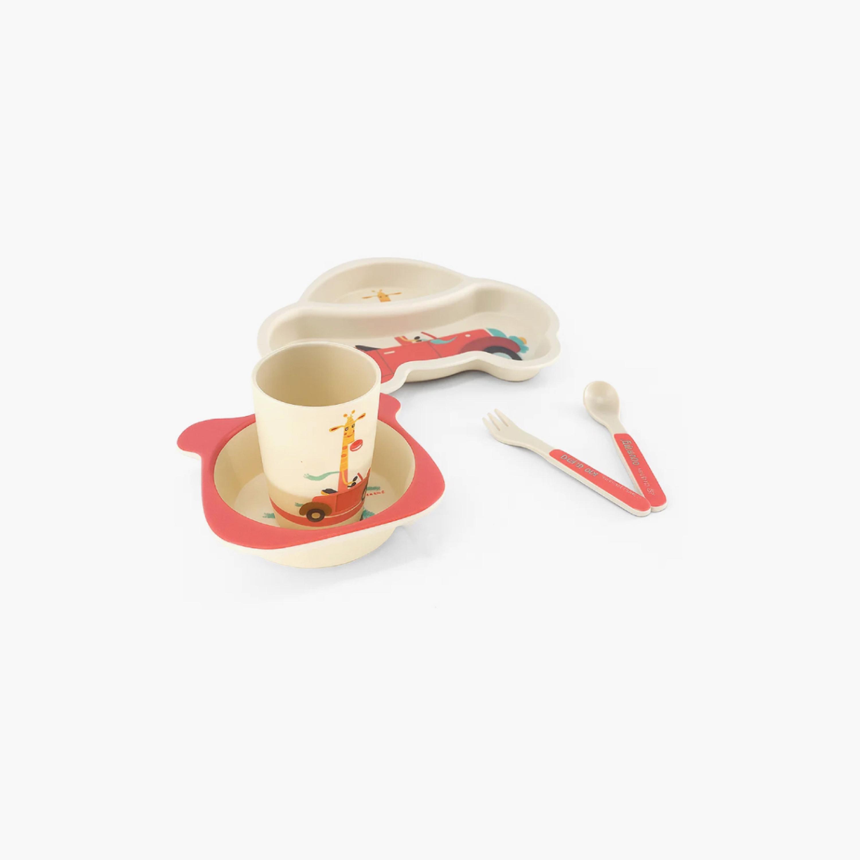 Factory Price 5-Piece Bamboo Tableware Set - Car - B-baby-feeding-mealtimeessentials-image-4