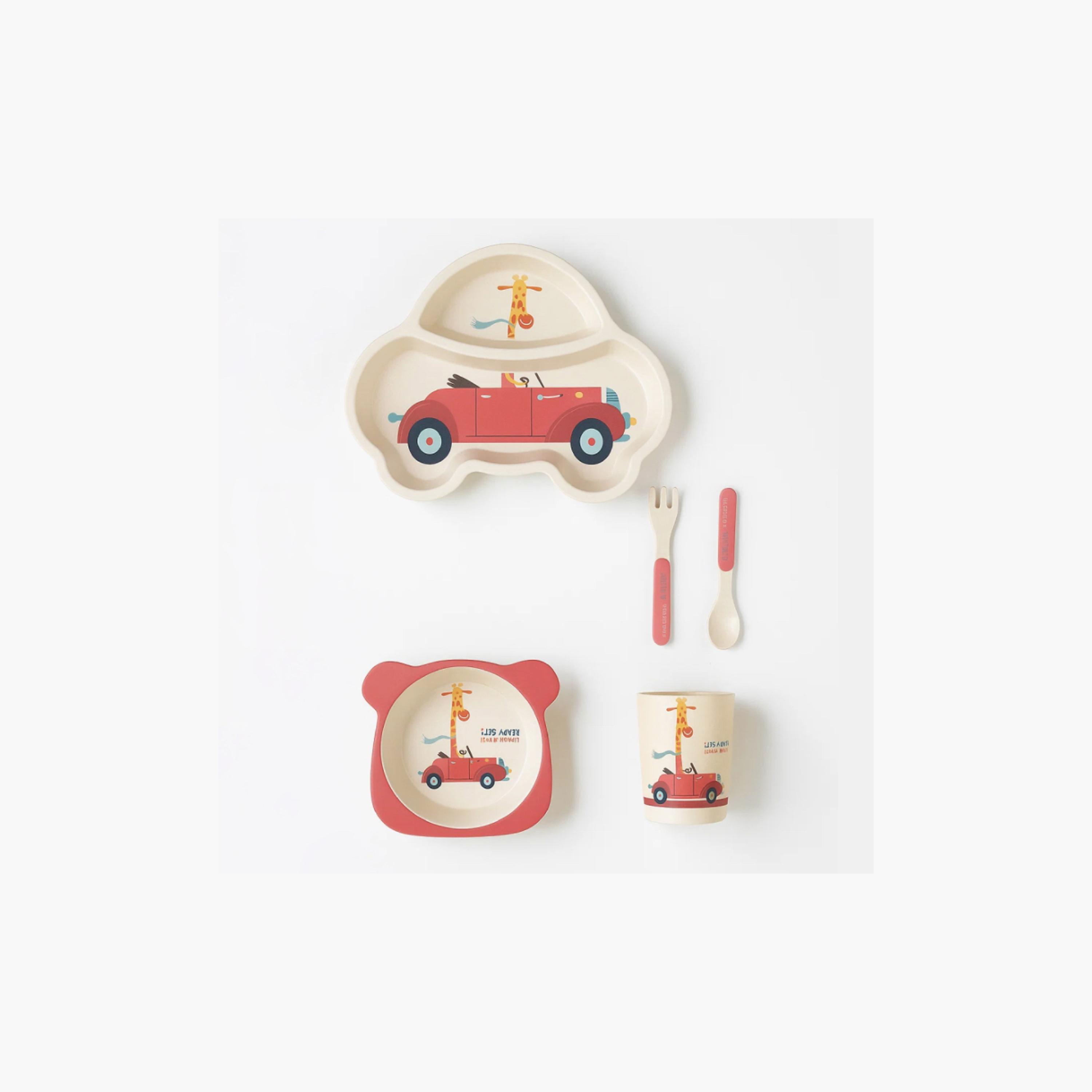 Factory Price 5-Piece Bamboo Tableware Set - Car - B-baby-feeding-mealtimeessentials-image-6