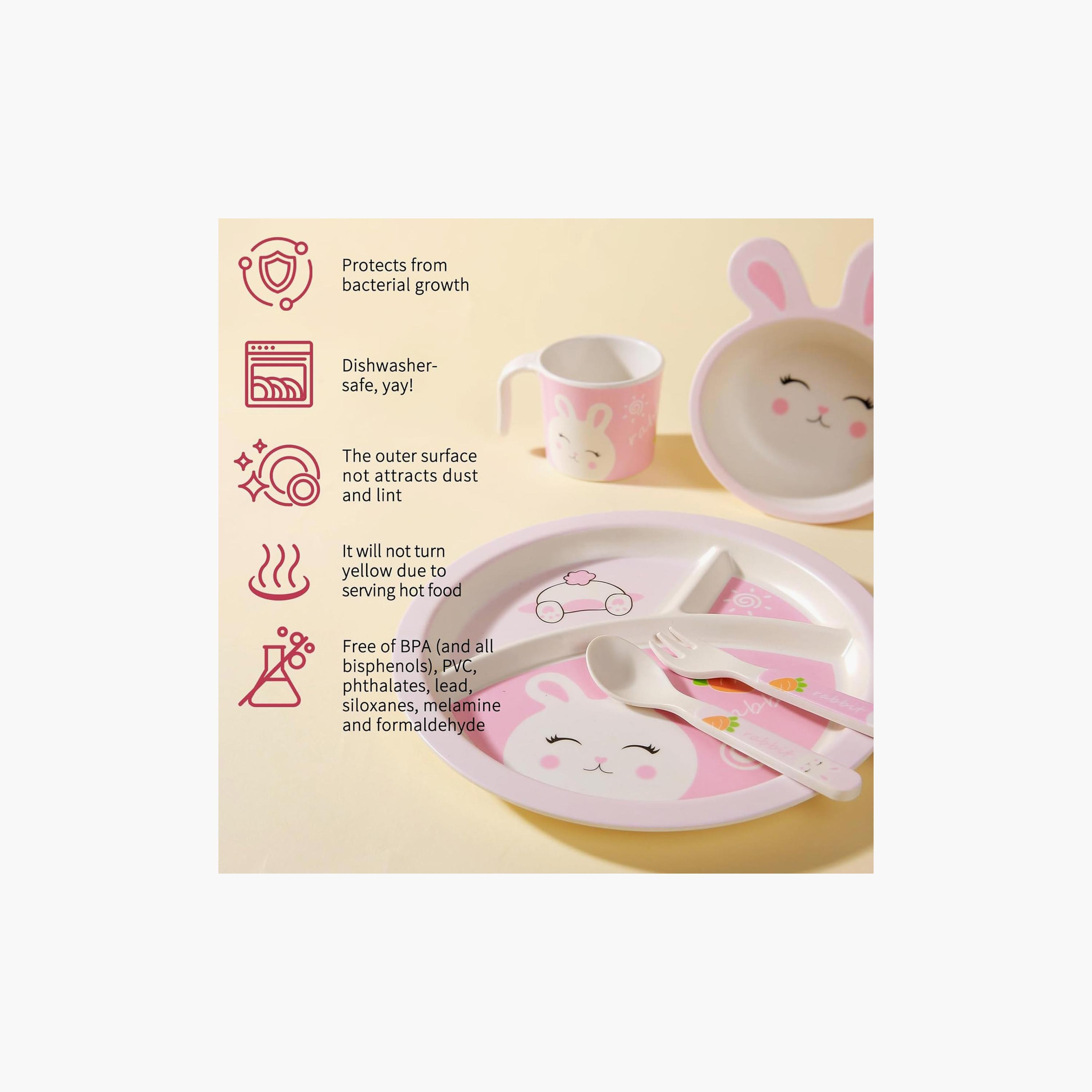 مجموعة أدوات مائدة من الخيزران 5 قطع - الأرنب من فاكتوري برايس-baby-feeding-mealtimeessentials-image-3