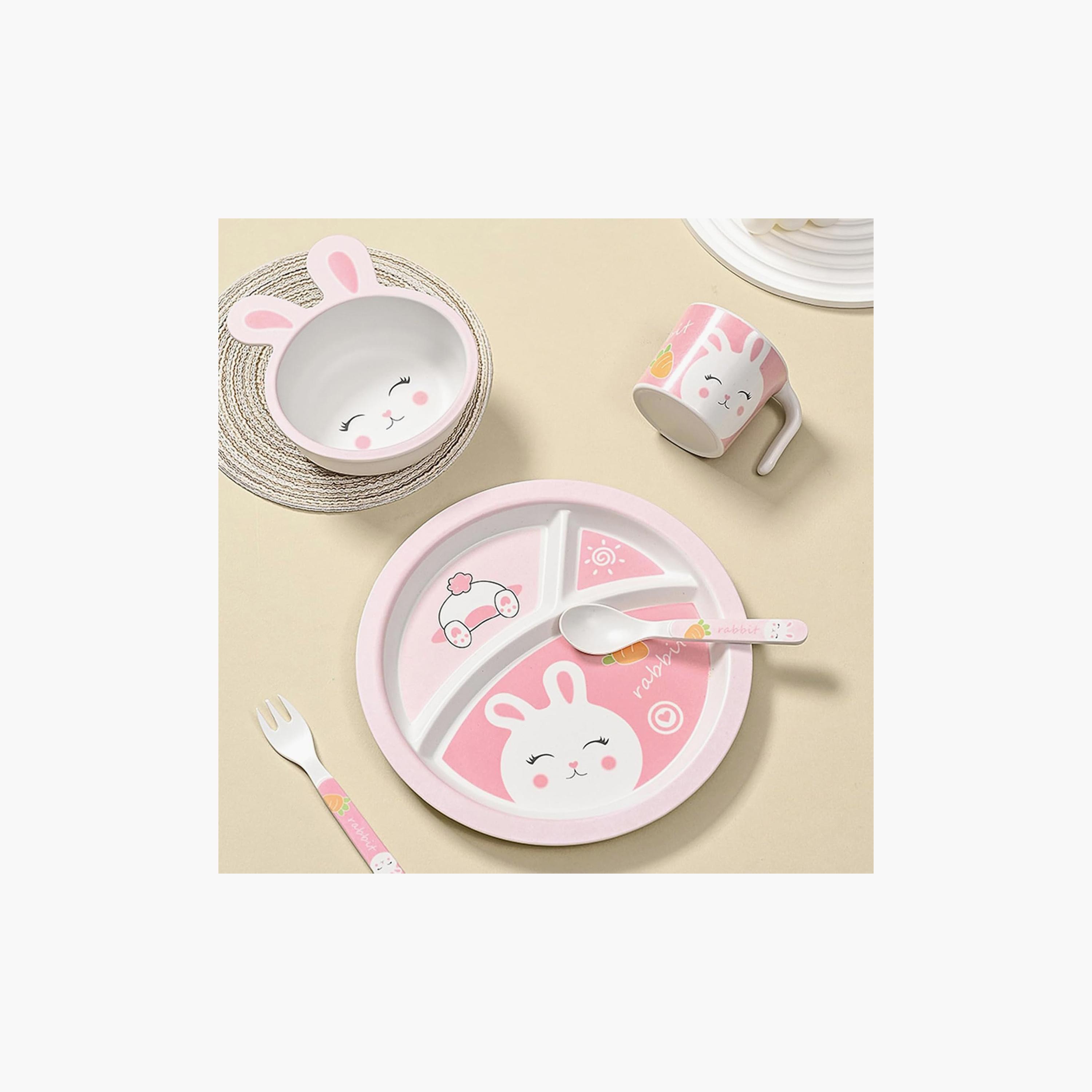 مجموعة أدوات مائدة من الخيزران 5 قطع - الأرنب من فاكتوري برايس-baby-feeding-mealtimeessentials-image-5
