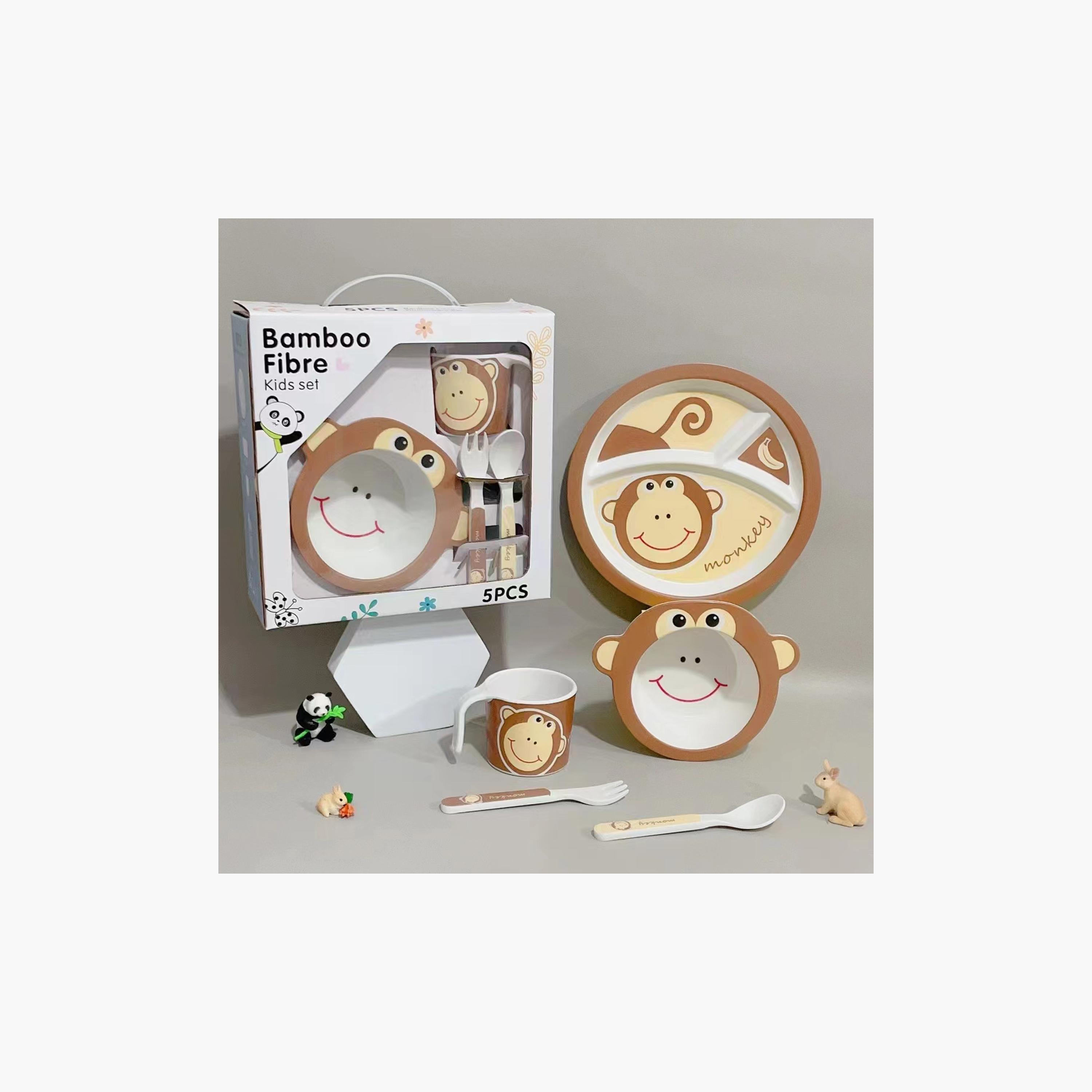 Factory Price 5-Piece Bamboo Tableware Set - Monkey-baby-feeding-mealtimeessentials-image-6