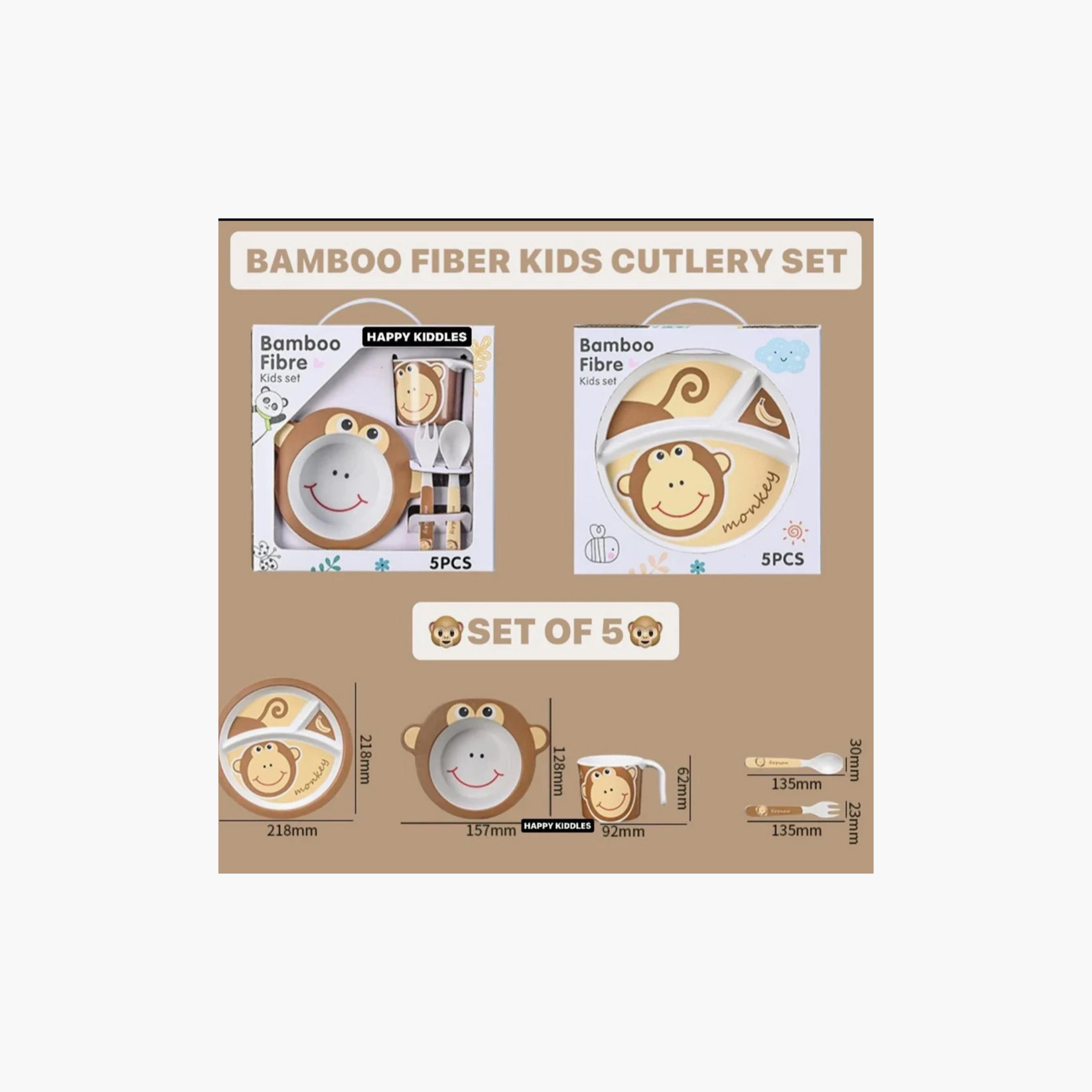 Factory Price 5-Piece Bamboo Tableware Set - Monkey-baby-feeding-mealtimeessentials-image-7