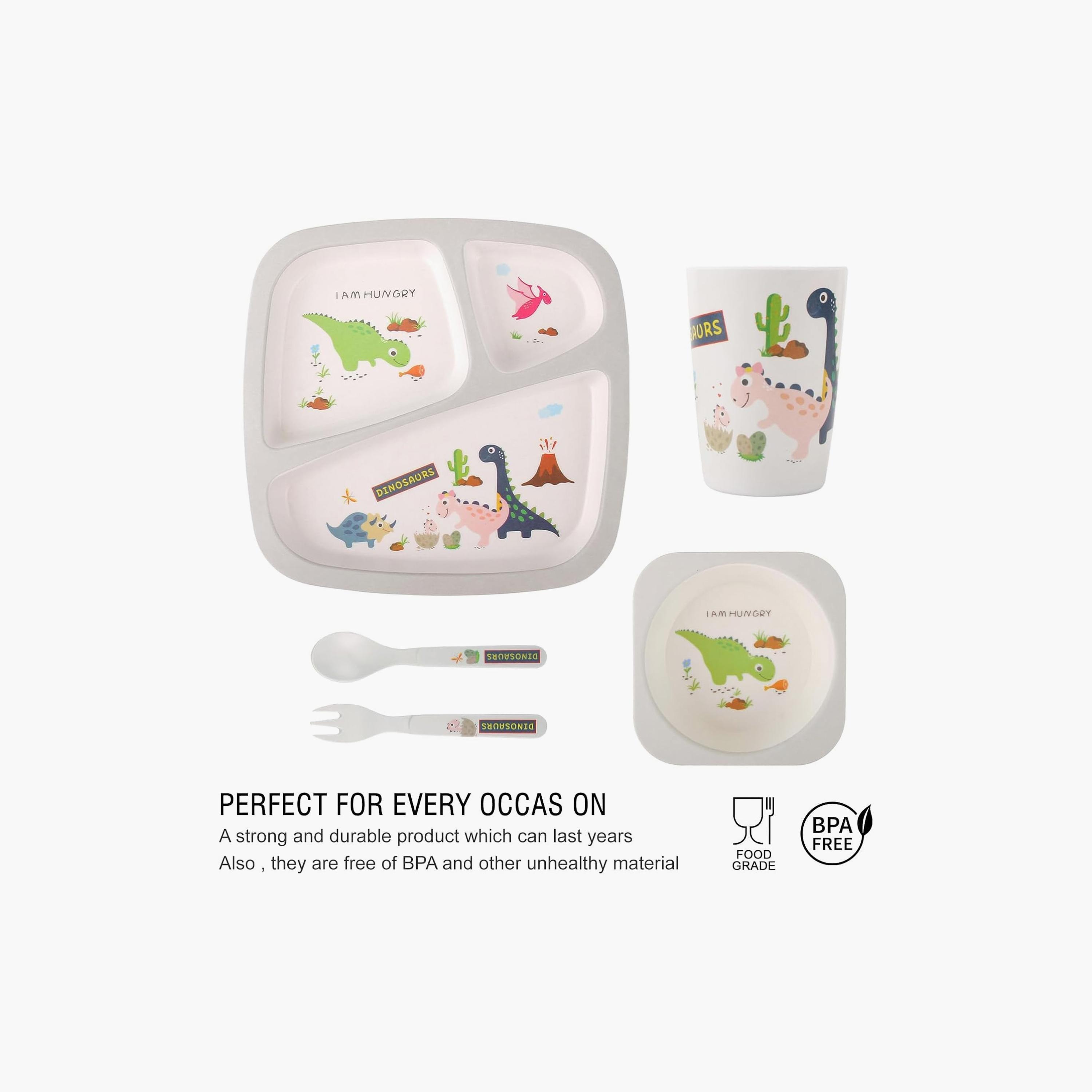 مجموعة أدوات مائدة من الخيزران 5 قطع - ديناصور من فاكتوري برايس-baby-feeding-mealtimeessentials-image-3