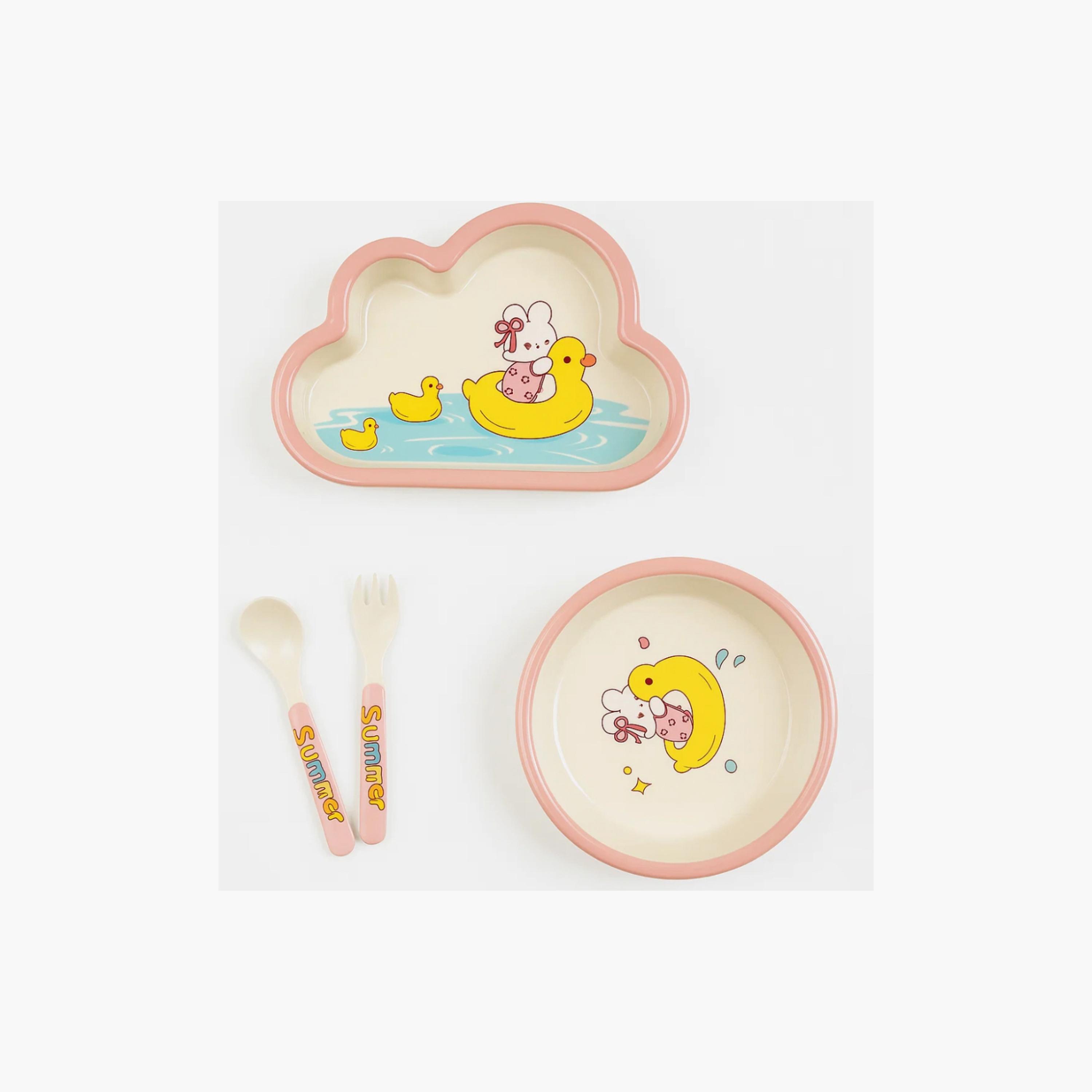 مجموعة أدوات مائدة من الخيزران 6 قطع بنمط النجم والسحابة - البطة من فاكتوري برايس-baby-feeding-mealtimeessentials-image-4