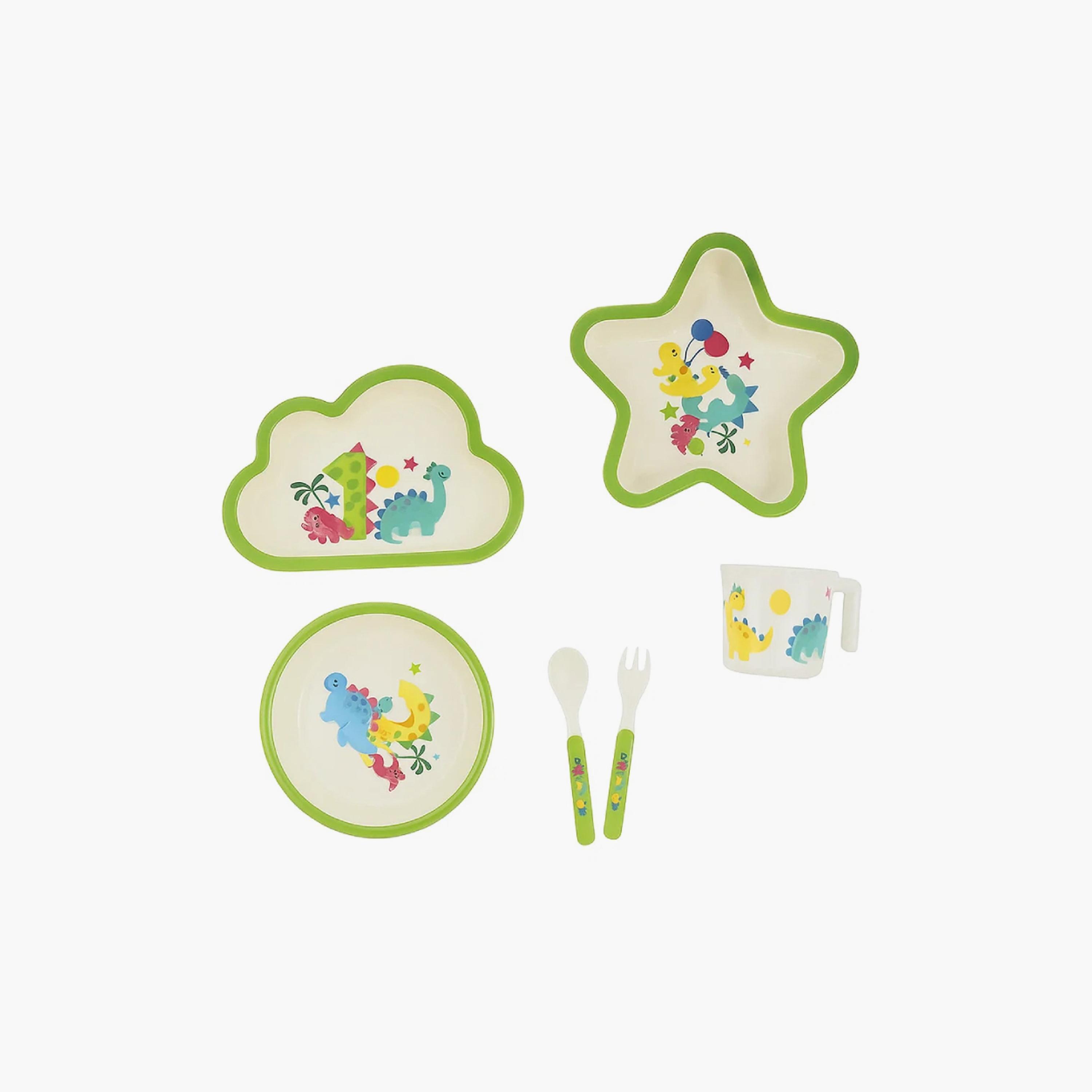 مجموعة أدوات مائدة من الخيزران 6 قطع بنمط النجم والسحابة - ديناصور من فاكتوري برايس-baby-feeding-mealtimeessentials-image-1
