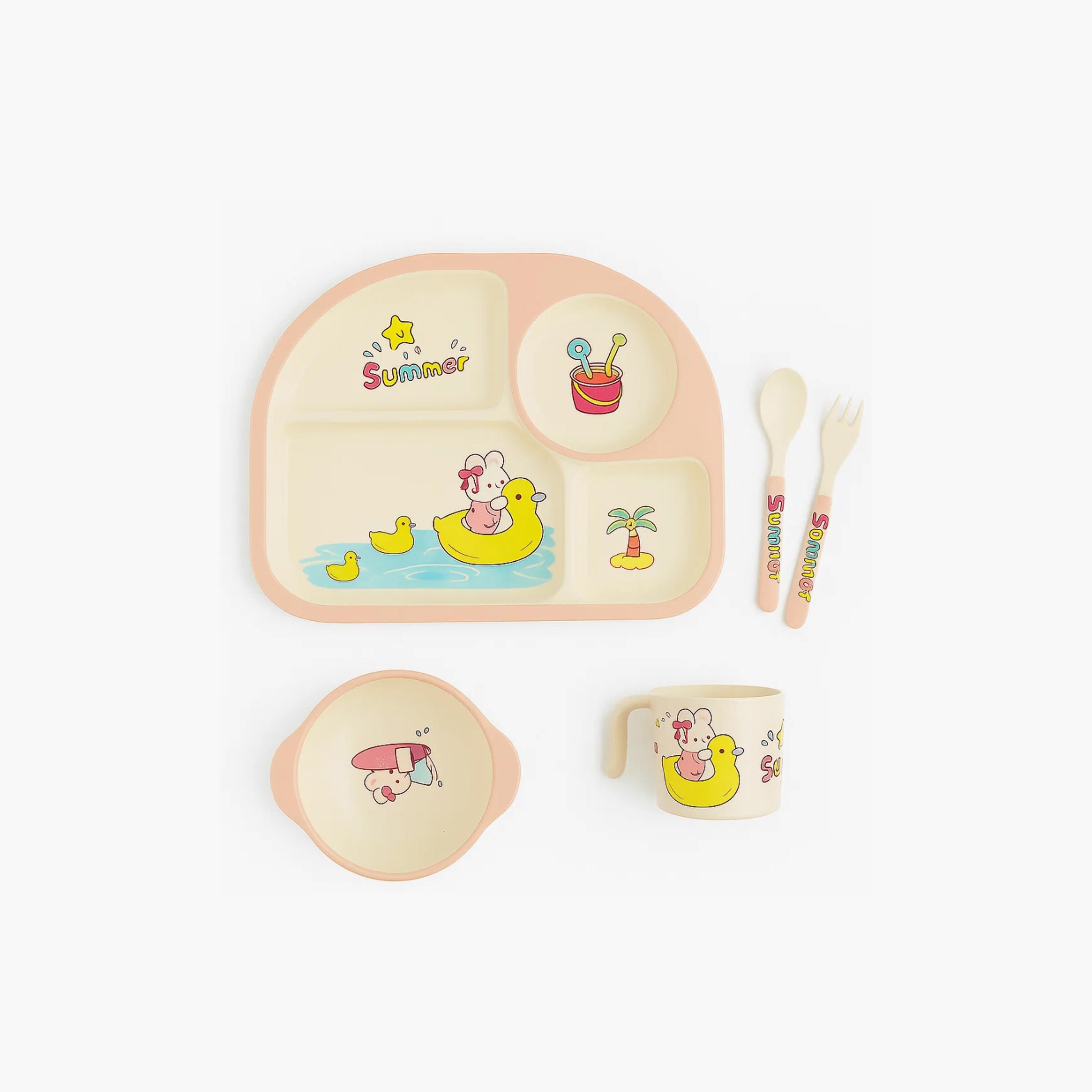 Factory Price 5-Piece Bamboo Tableware Set - Summer Camp-baby-feeding-mealtimeessentials-image-1