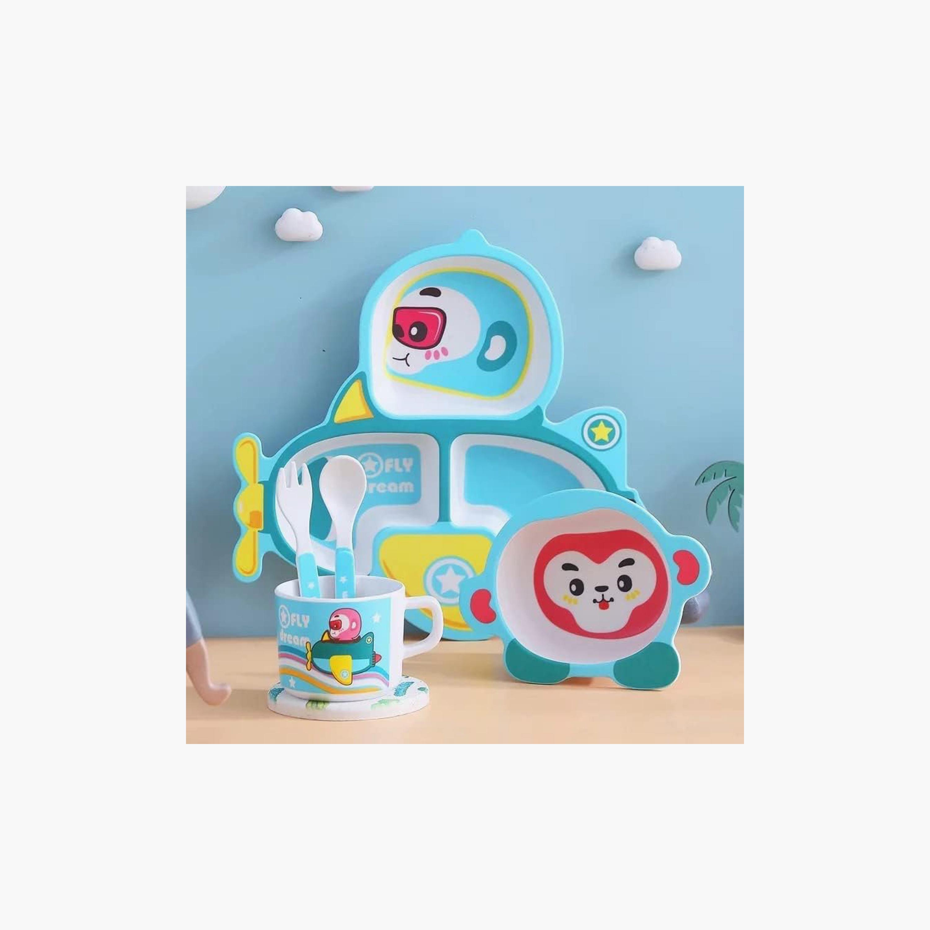 Factory Price 5-Piece Bamboo Tableware Set - Monkey Pilot-baby-feeding-mealtimeessentials-image-3
