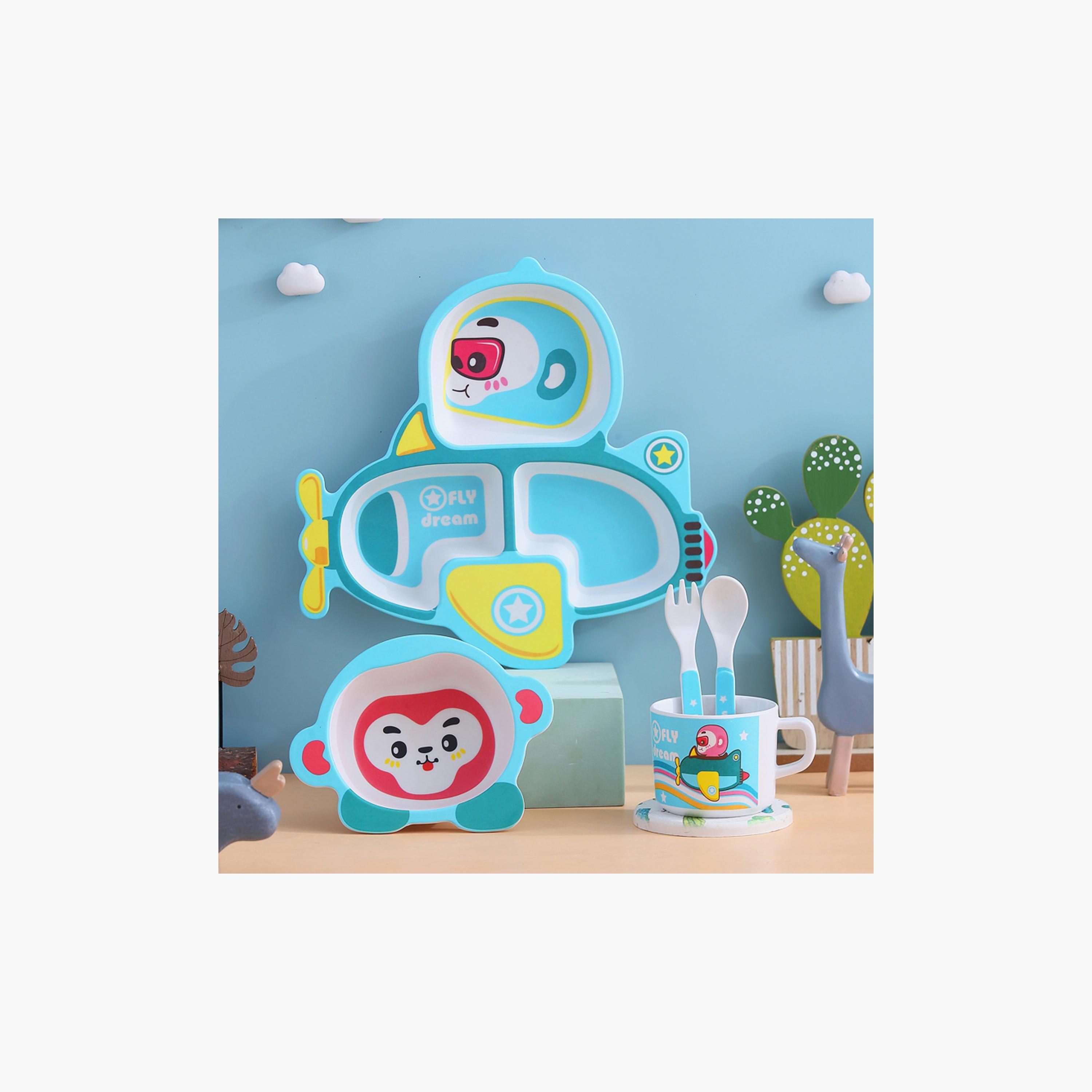 Factory Price 5-Piece Bamboo Tableware Set - Monkey Pilot-baby-feeding-mealtimeessentials-image-6