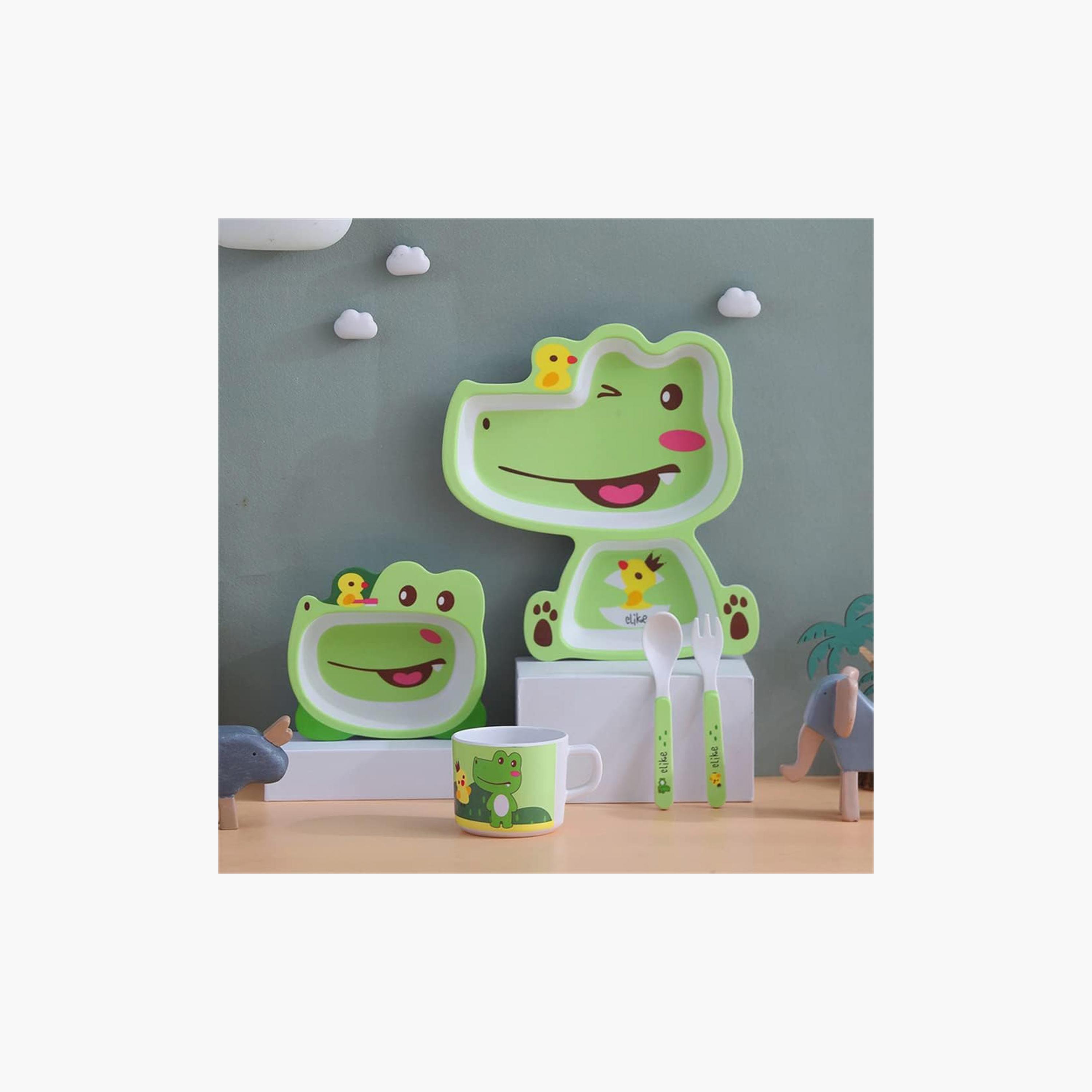 Factory Price 5-Piece Bamboo Tableware Set - Cute Croc-baby-feeding-mealtimeessentials-image-2