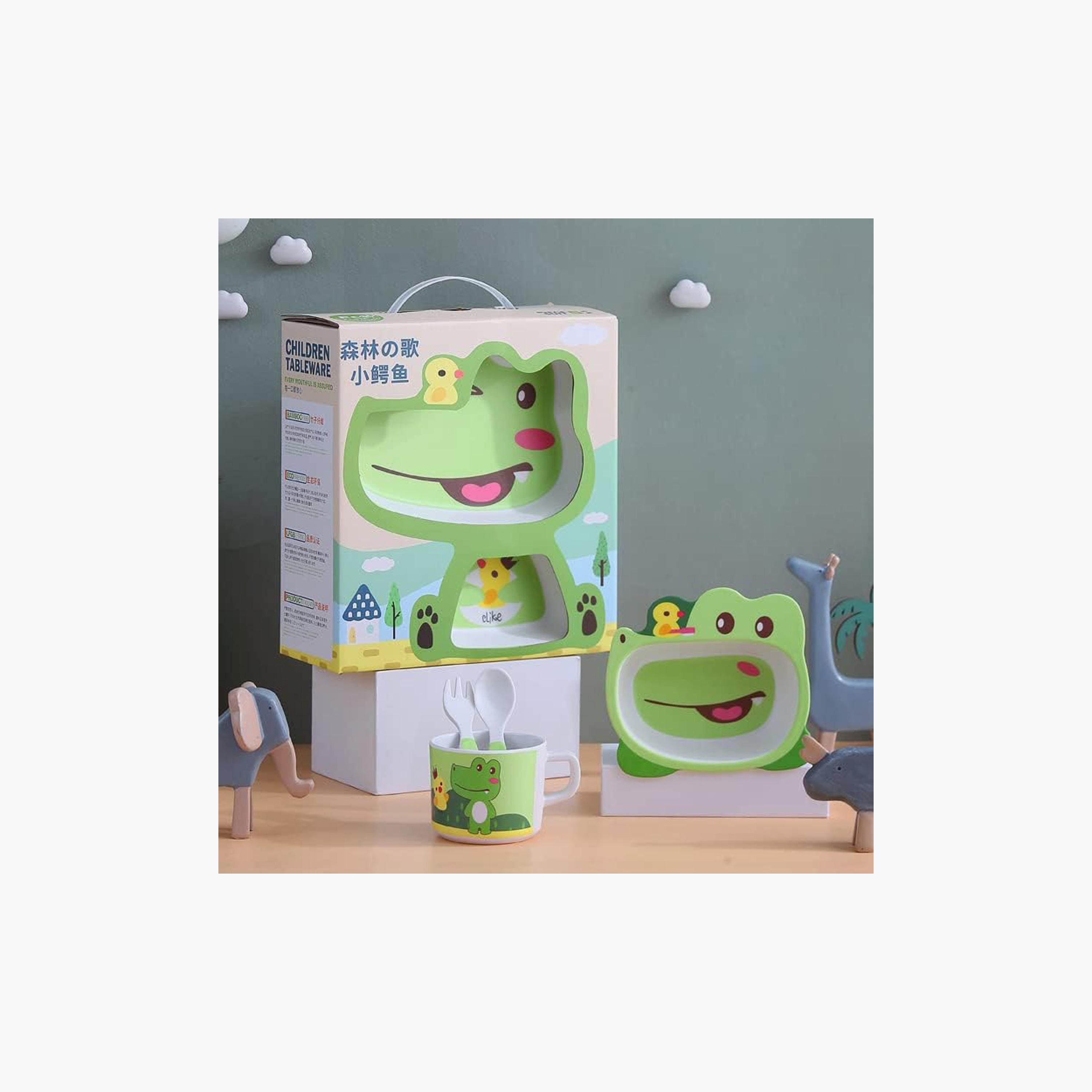Factory Price 5-Piece Bamboo Tableware Set - Cute Croc-baby-feeding-mealtimeessentials-image-3