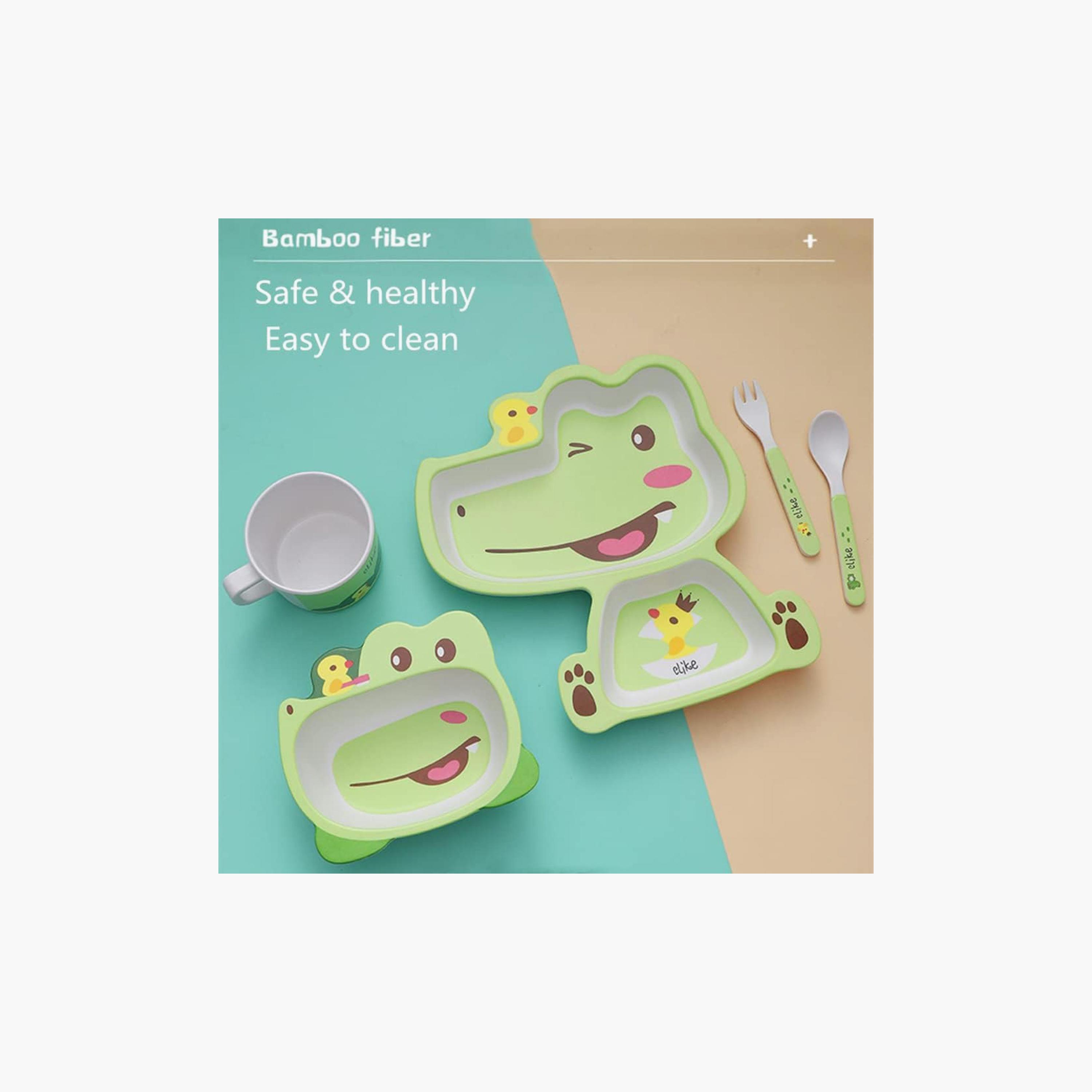 Factory Price 5-Piece Bamboo Tableware Set - Cute Croc-baby-feeding-mealtimeessentials-image-4