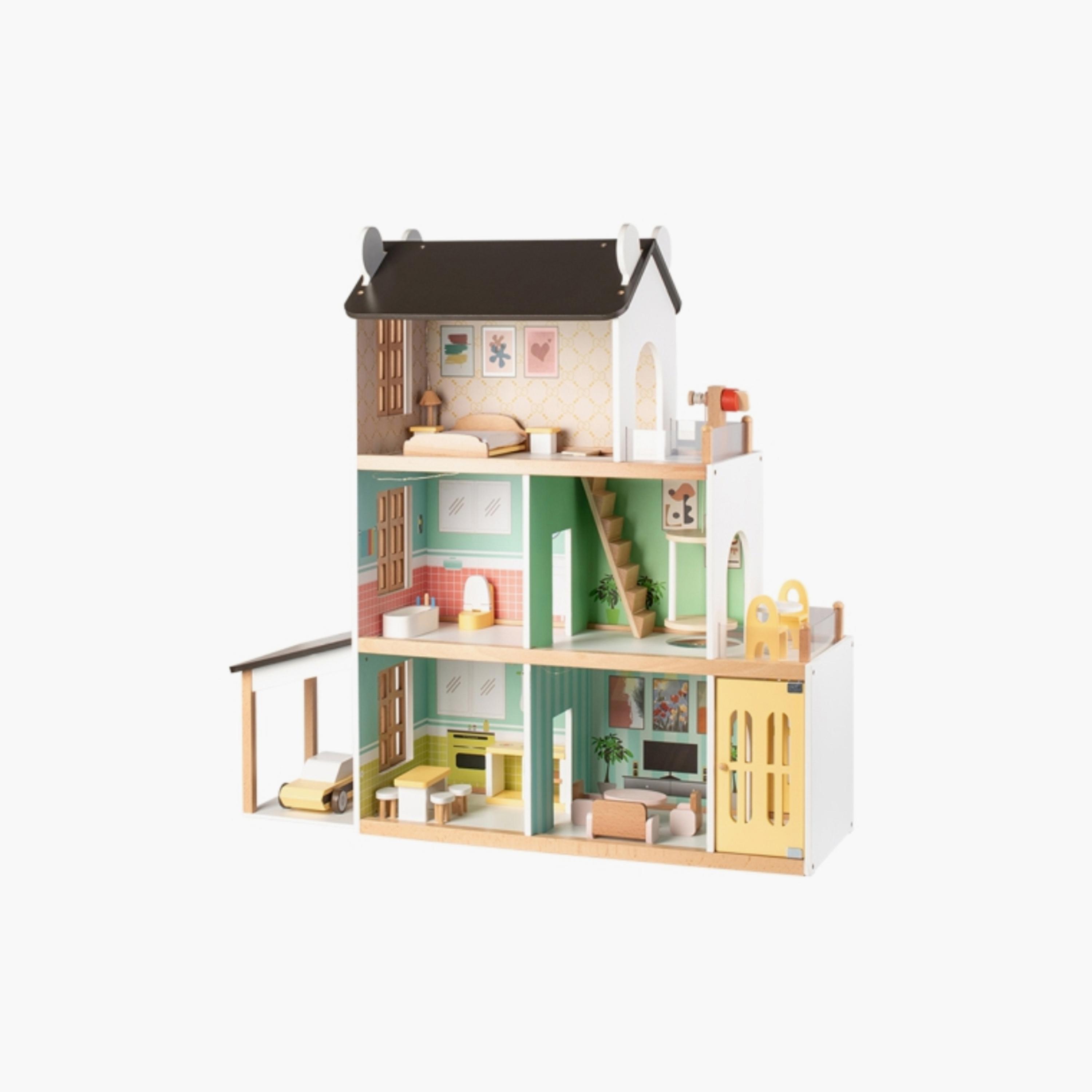 Factory Price 20-Piece Wooden Doll House with Accessories-toys-outdoor-playhousesandplayards-image-1
