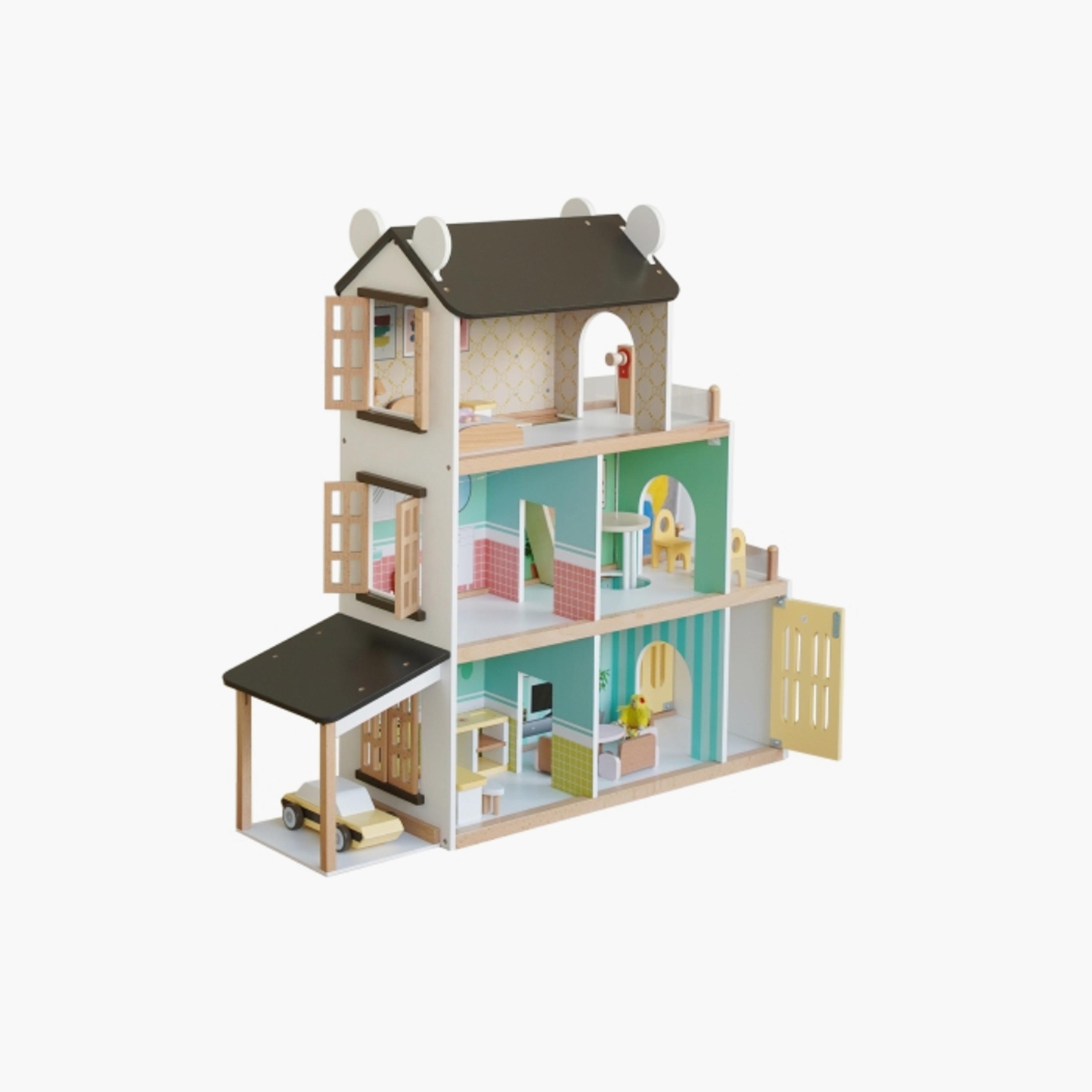 Factory Price 20-Piece Wooden Doll House with Accessories-toys-outdoor-playhousesandplayards-image-3