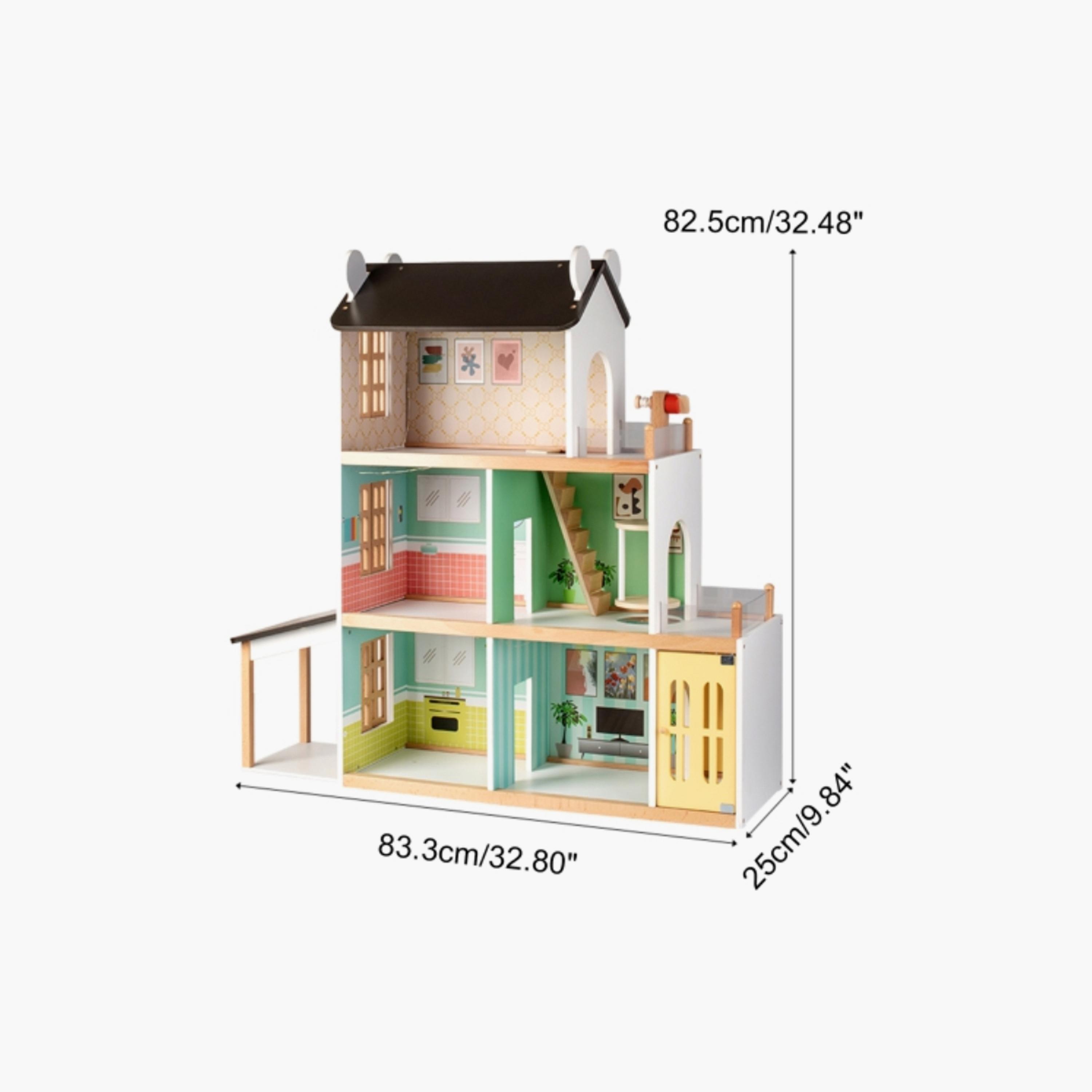 Factory Price 20-Piece Wooden Doll House with Accessories-toys-outdoor-playhousesandplayards-image-7