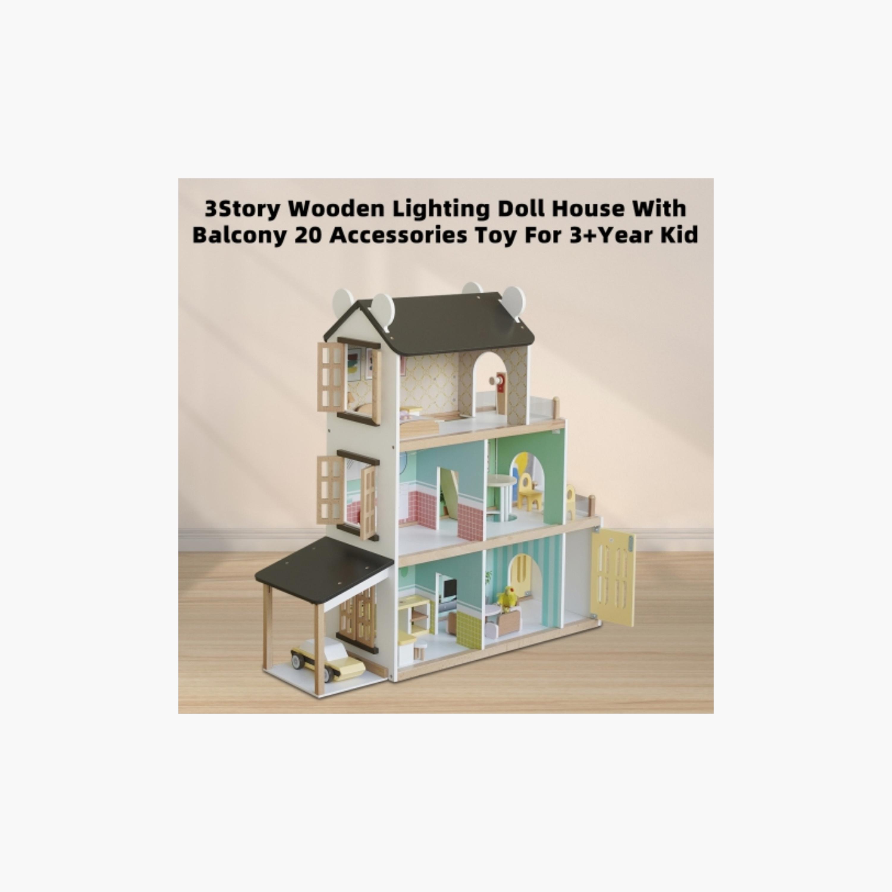 Factory Price 20-Piece Wooden Doll House with Accessories-toys-outdoor-playhousesandplayards-image-8