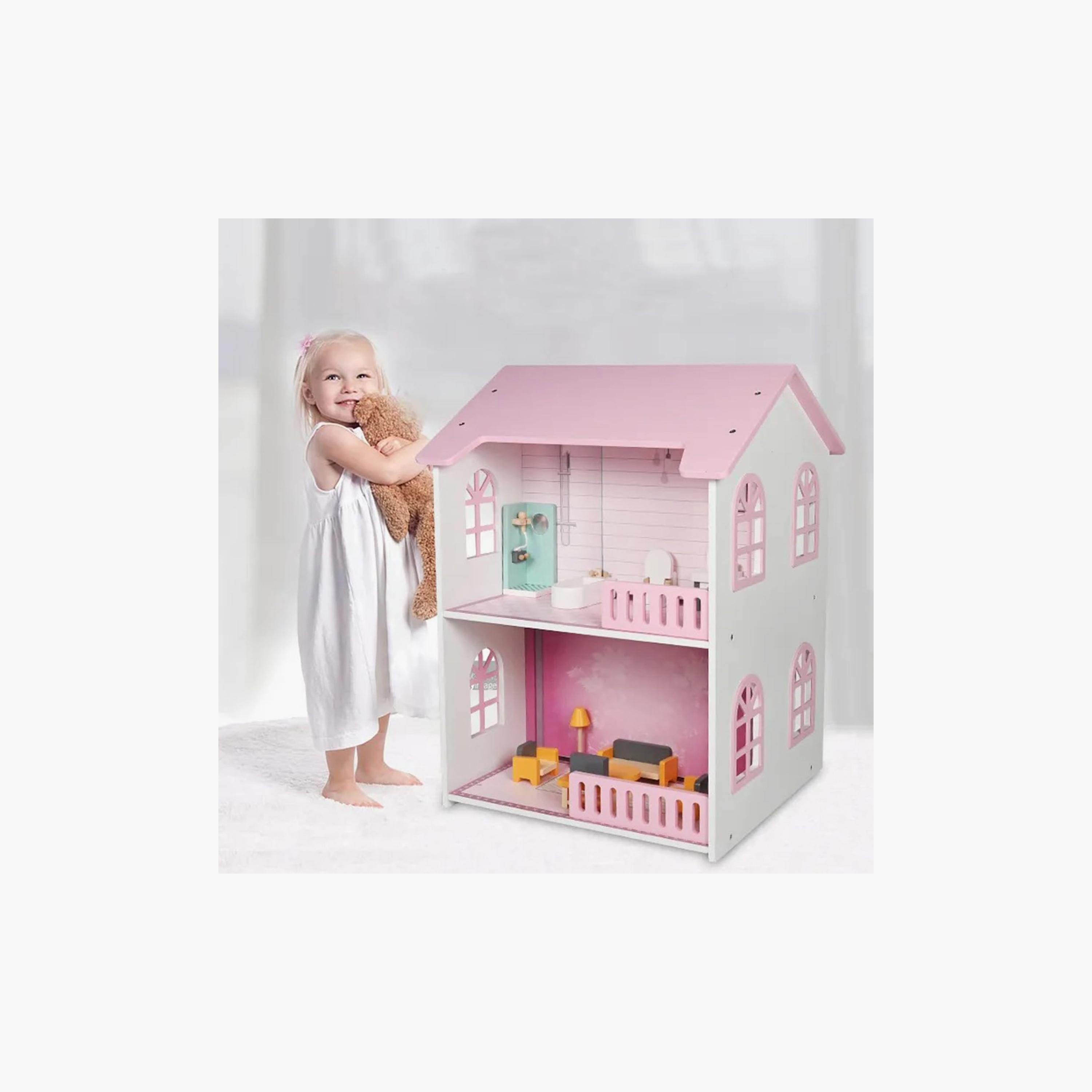 Factory Price 22-Piece Wooden Doll House with Accessories-toys-outdoor-playhousesandplayards-image-3