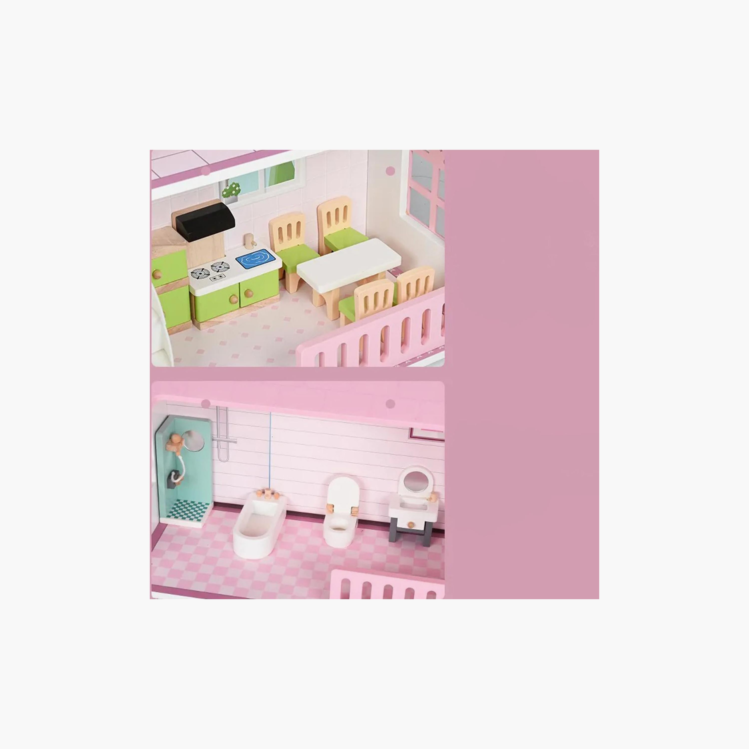 Factory Price 22-Piece Wooden Doll House with Accessories-toys-outdoor-playhousesandplayards-image-5