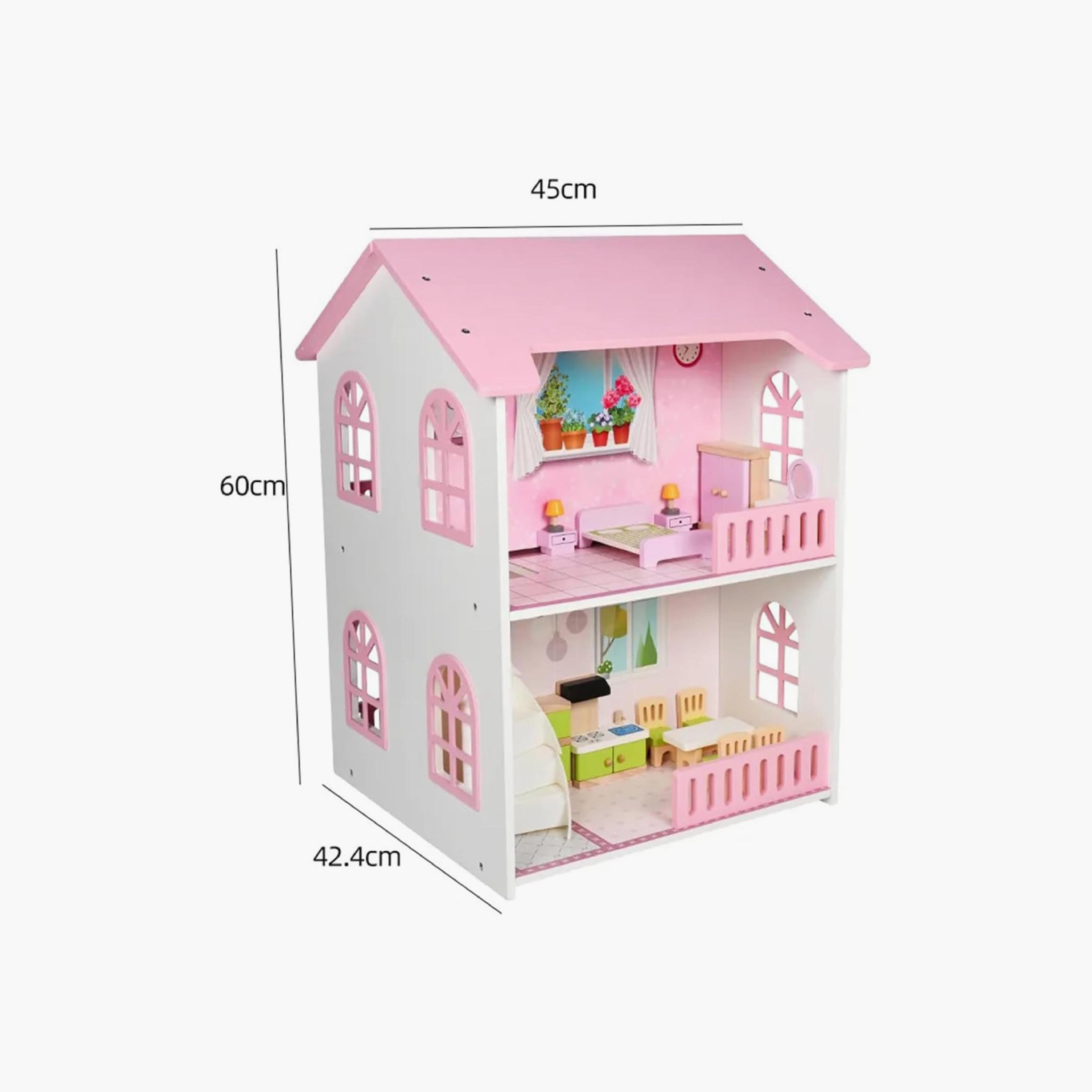 Factory Price 22-Piece Wooden Doll House with Accessories-toys-outdoor-playhousesandplayards-image-7