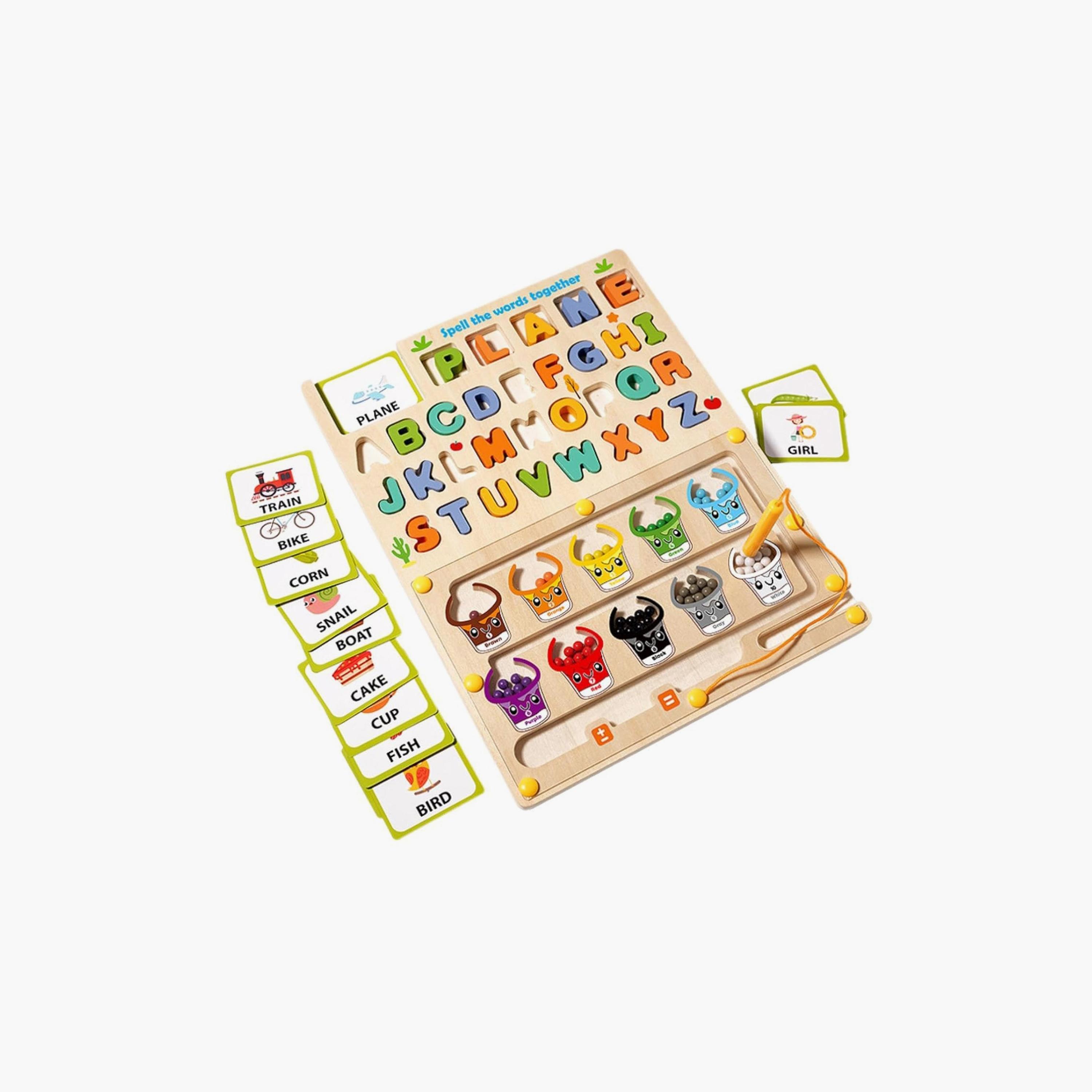 Factory Price 3-in-1 Magnetic Bead Maze with Alphabet Puzzle & Drawing Board-toys-babyandtoddlertoys-learningtoys-image-1