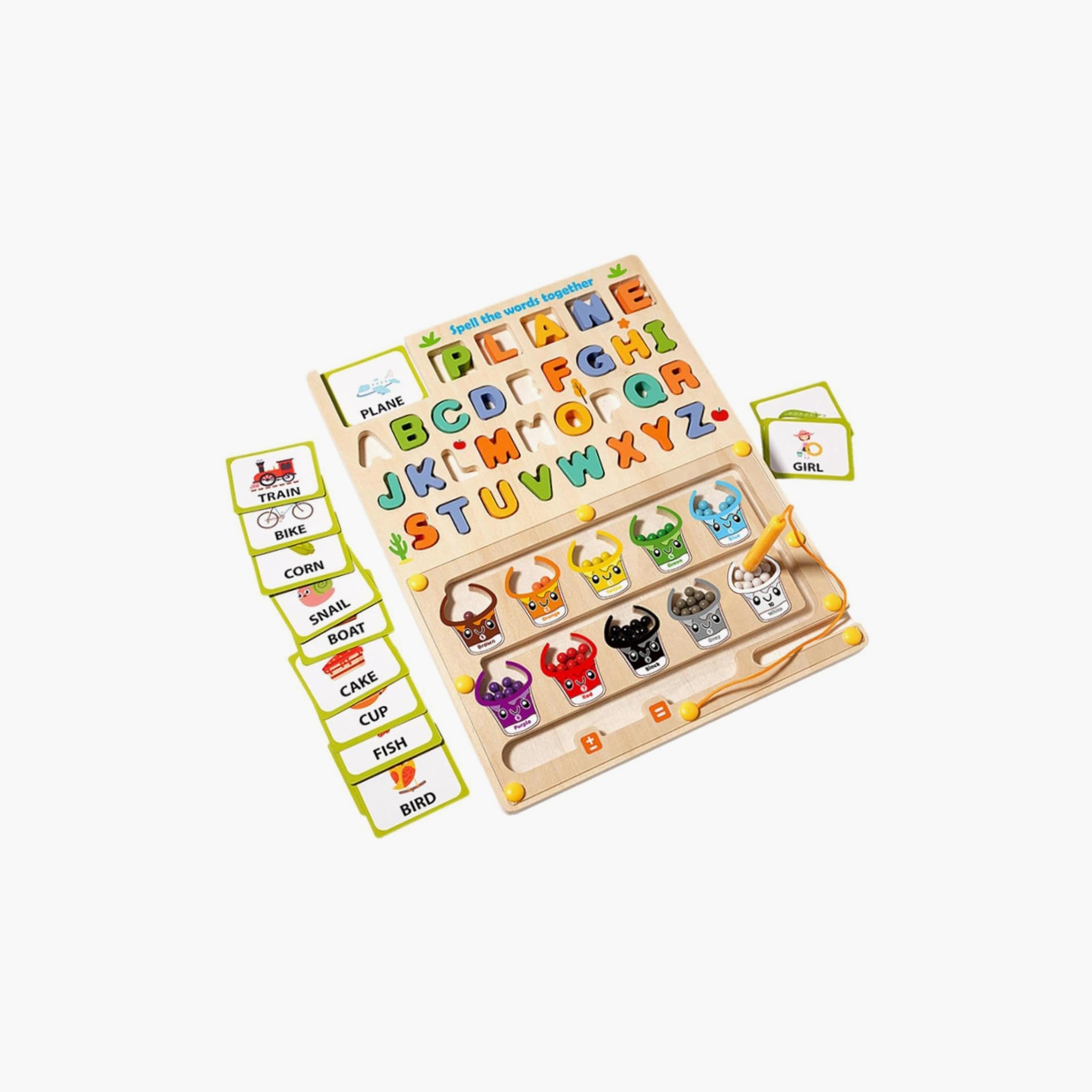Factory Price 3-in-1 Magnetic Bead Maze with Alphabet Puzzle & Drawing Board-toys-babyandtoddlertoys-learningtoys-image-2