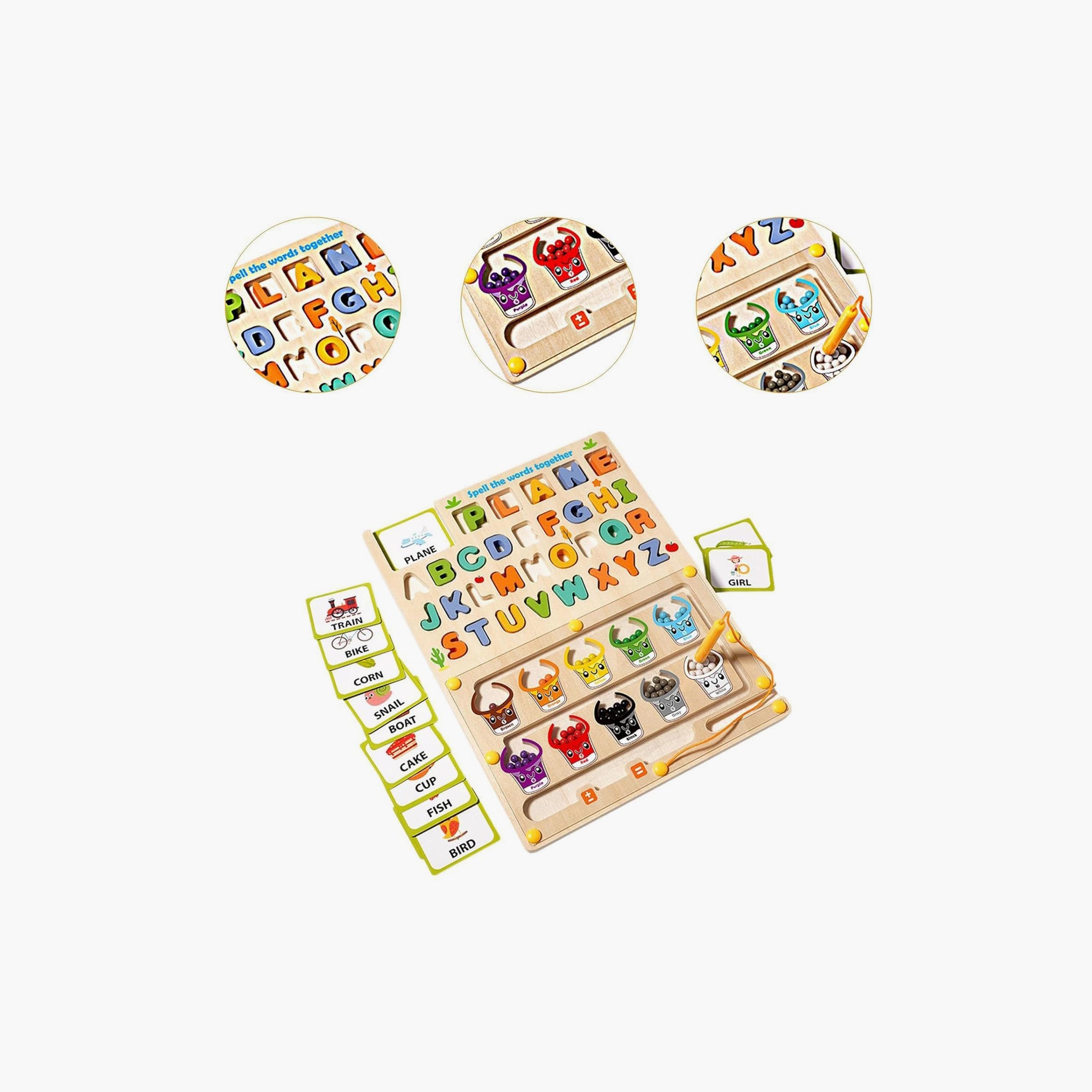 Factory Price 3-in-1 Magnetic Bead Maze with Alphabet Puzzle & Drawing Board-toys-babyandtoddlertoys-learningtoys-image-3