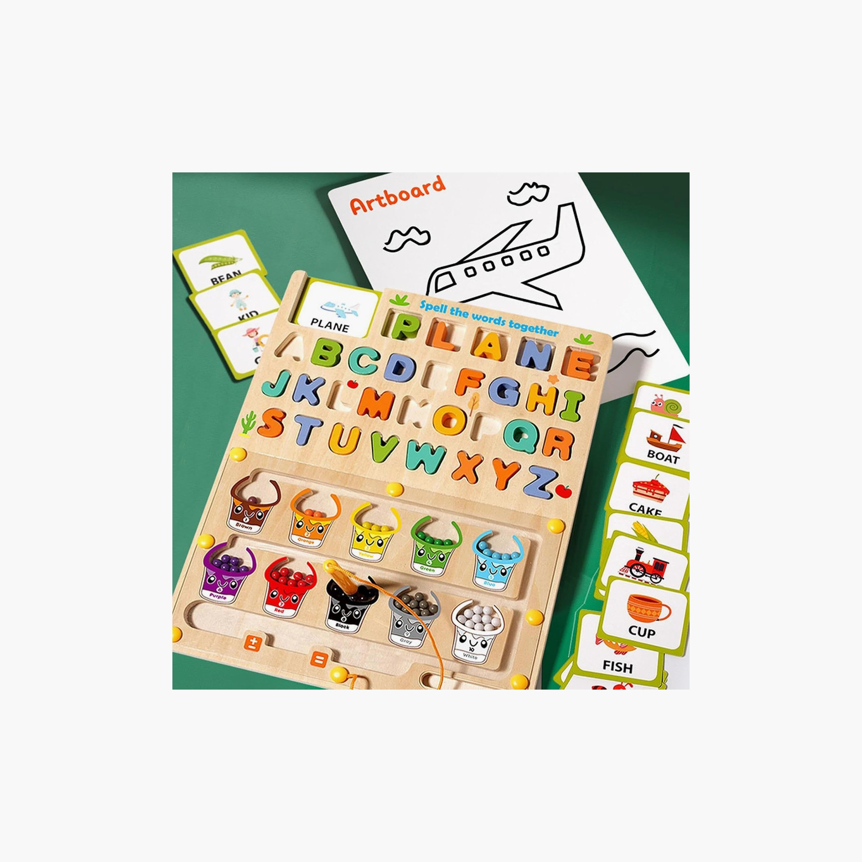 Factory Price 3-in-1 Magnetic Bead Maze with Alphabet Puzzle & Drawing Board-toys-babyandtoddlertoys-learningtoys-image-4