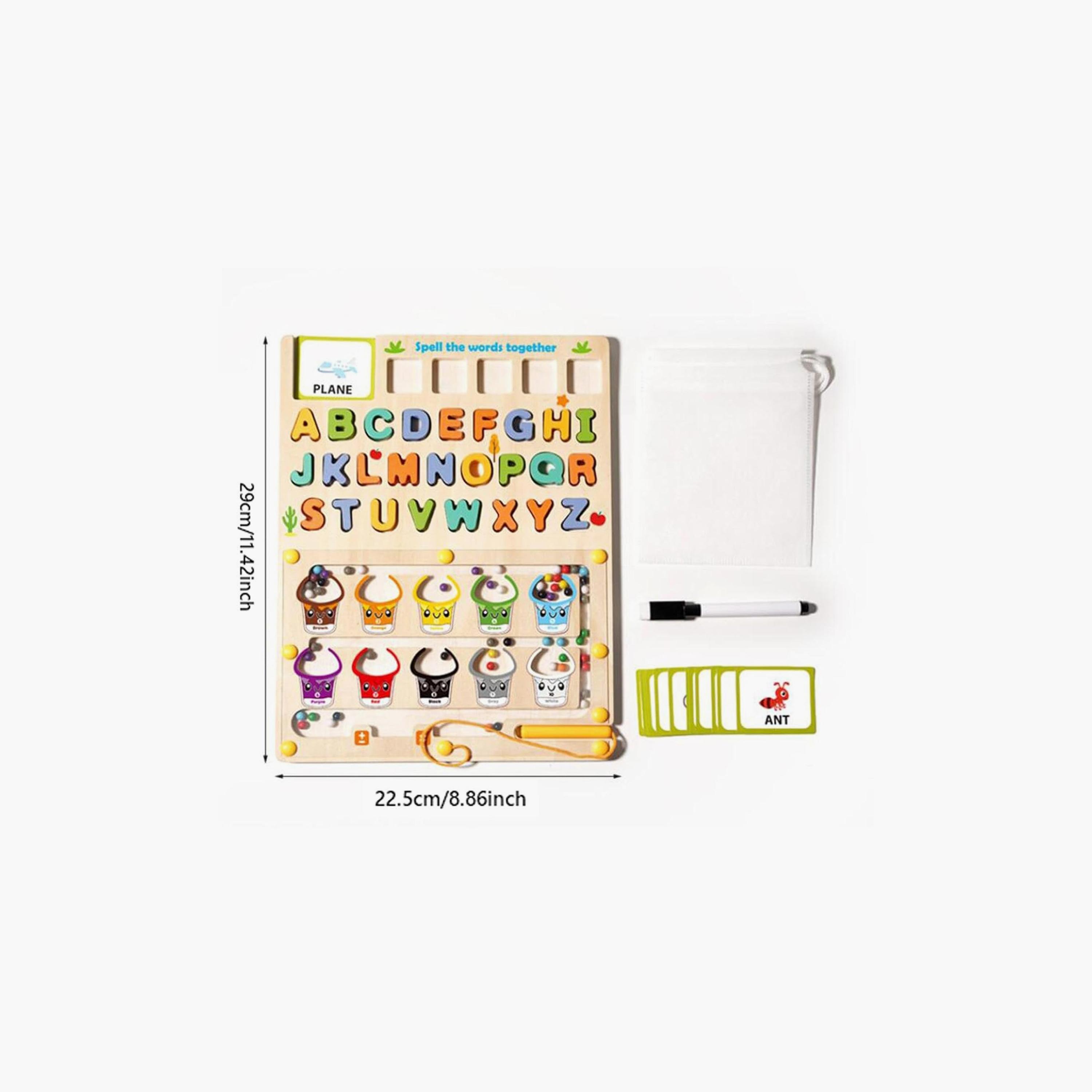 Factory Price 3-in-1 Magnetic Bead Maze with Alphabet Puzzle & Drawing Board-toys-babyandtoddlertoys-learningtoys-image-6