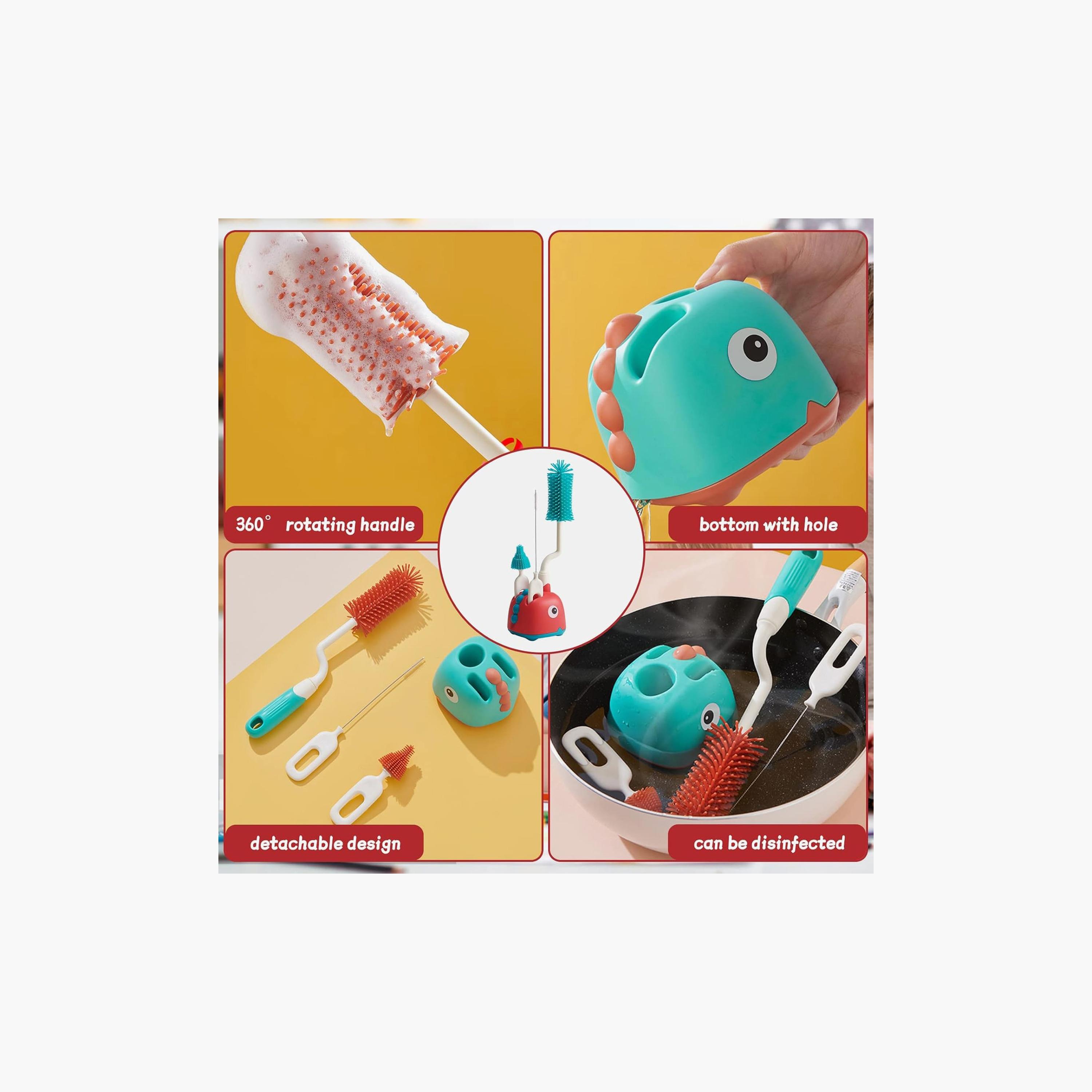 Factory Price Kaylen Silicone Feeding Bottle Cleaning Brush Set-baby-feeding-accessories-image-3