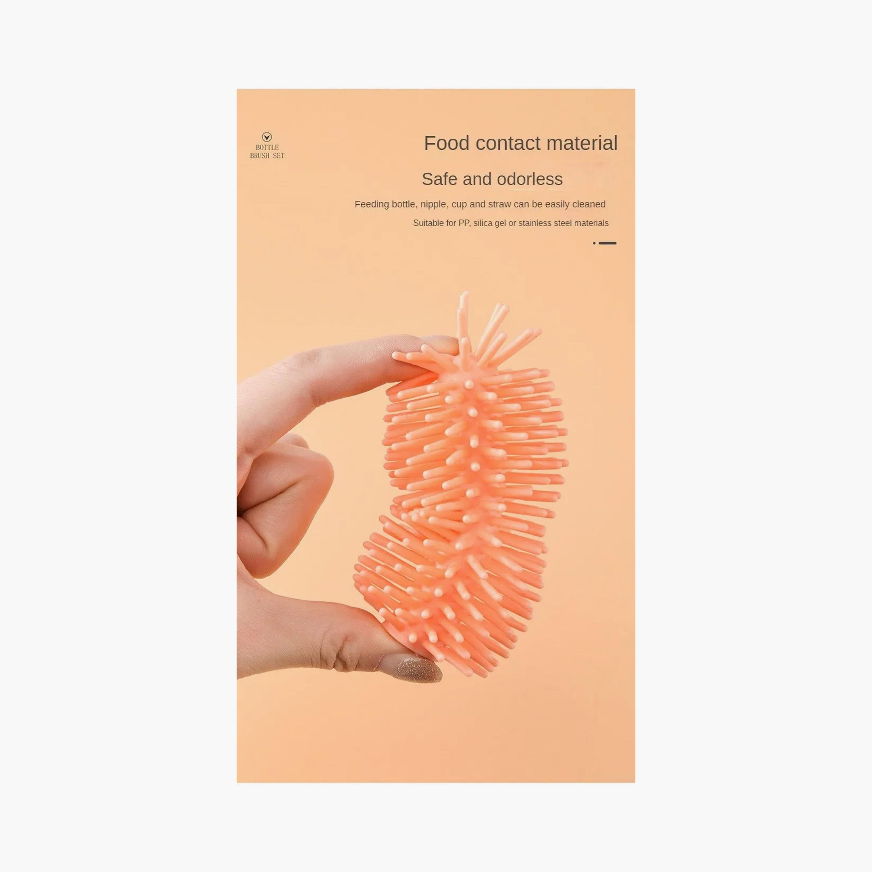 Factory Price Amy Silicone Feeding Bottle Cleaning Brush Set-baby-feeding-accessories-image-2