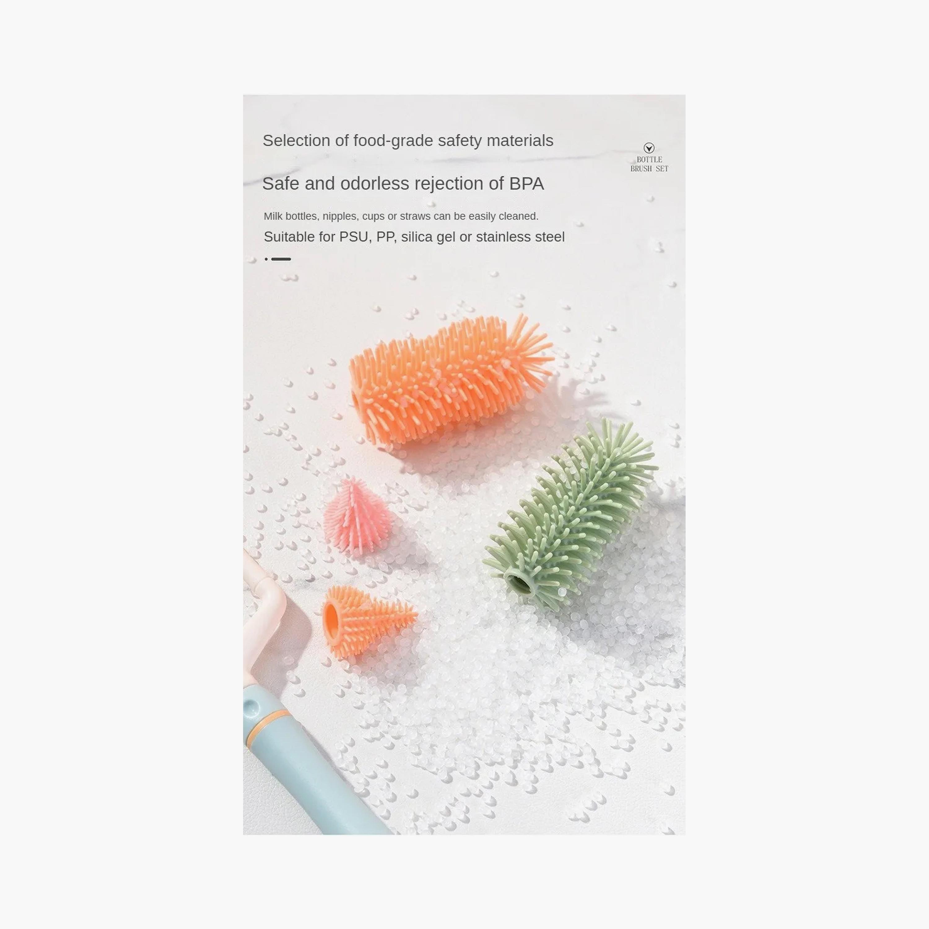 Factory Price Amy Silicone Feeding Bottle Cleaning Brush Set-baby-feeding-accessories-image-4