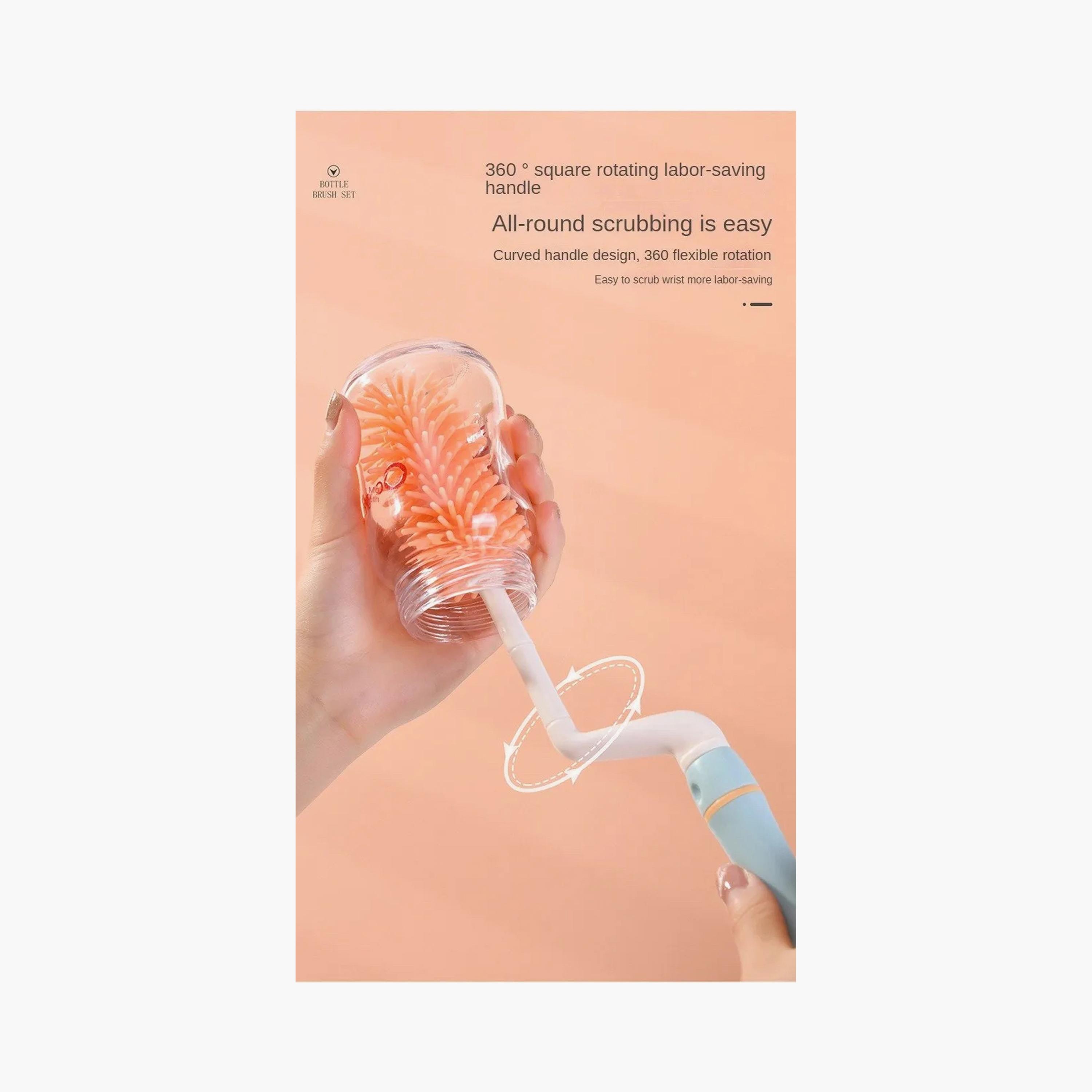 Factory Price Amy Silicone Feeding Bottle Cleaning Brush Set-baby-feeding-accessories-image-3