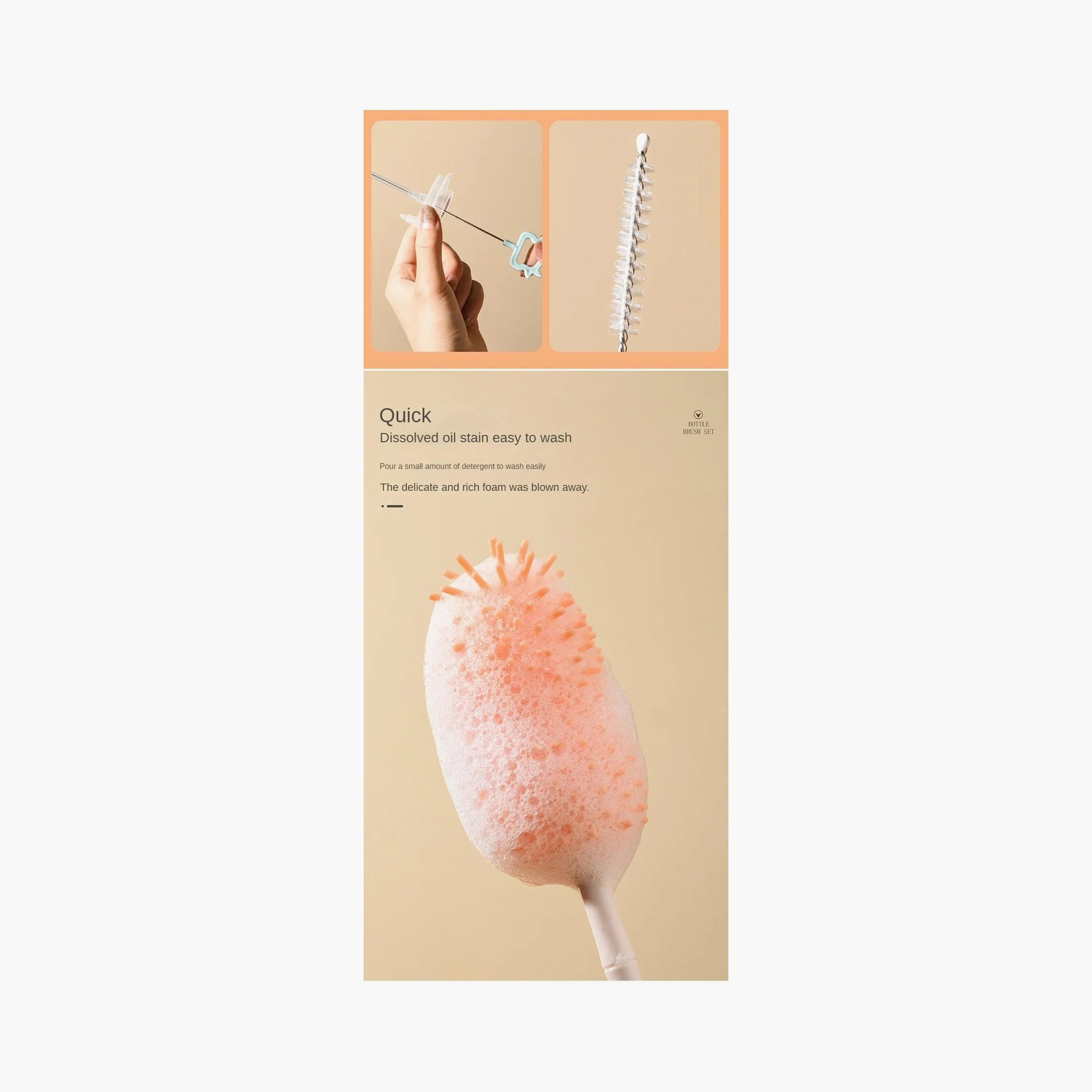 Factory Price Amy Silicone Feeding Bottle Cleaning Brush Set-baby-feeding-accessories-image-6