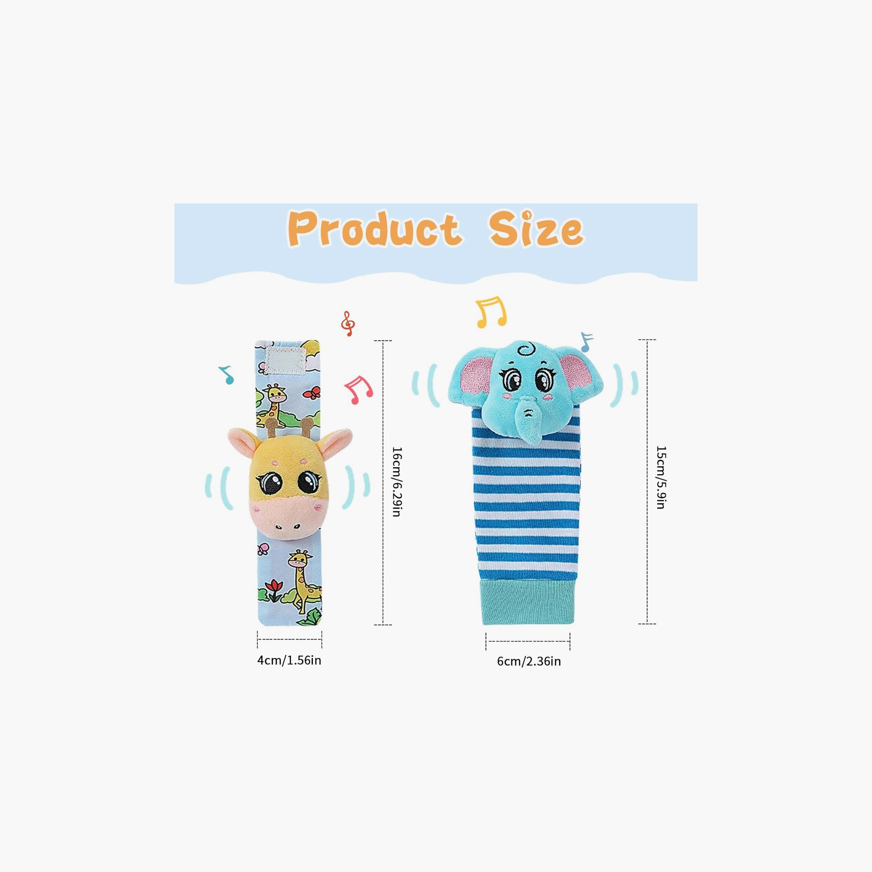 مجموعة خشخيشة المعصم وجوارب كاشف القدمين 4 قطع - الفيل والزرافة من فاكتوري برايس-toys-babyandtoddlertoys-rattlesandteethers-image-3