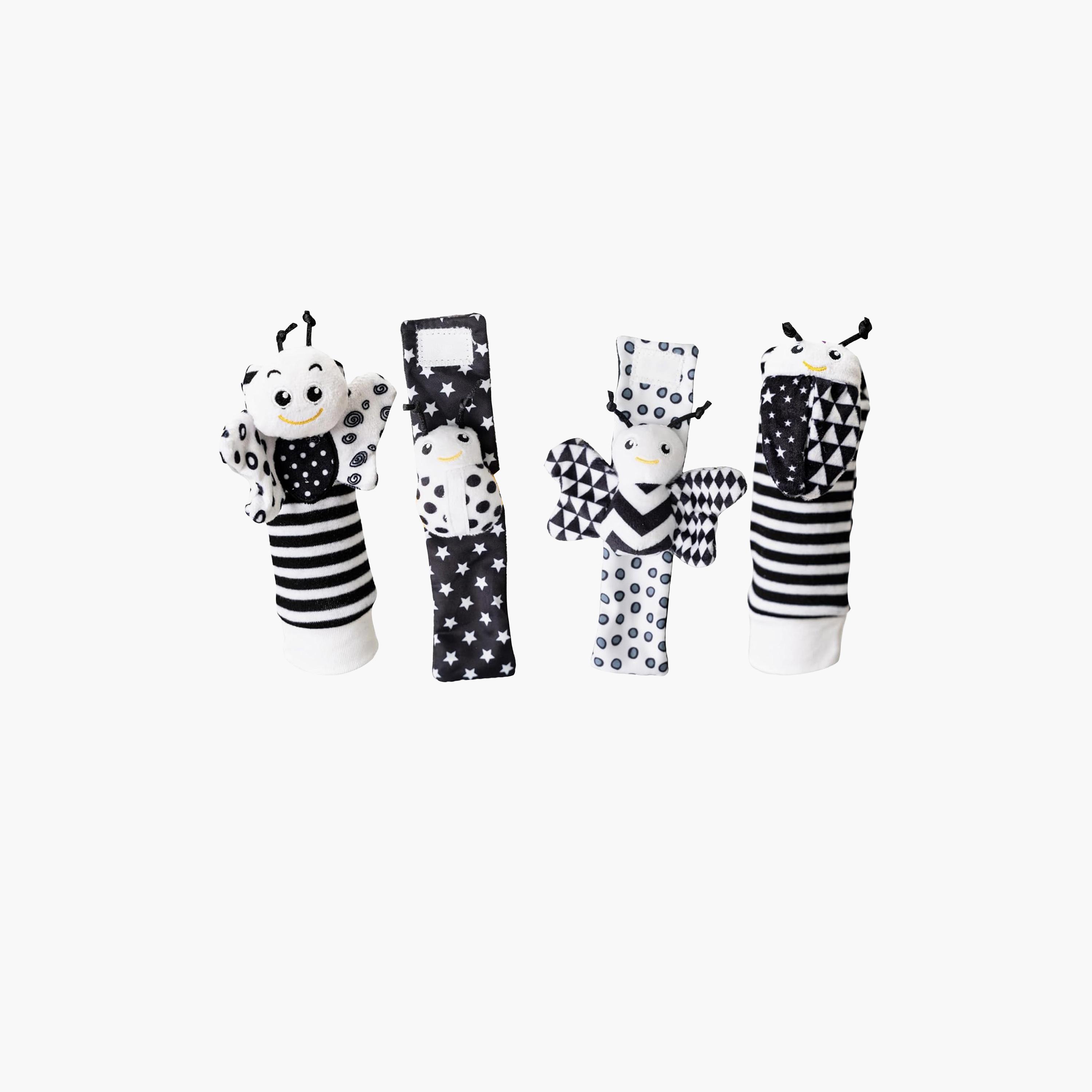 Factory Price 4-Piece Wrist Rattle & Foot Finder Socks Set - Lady Bug & Bee-toys-babyandtoddlertoys-rattlesandteethers-image-1