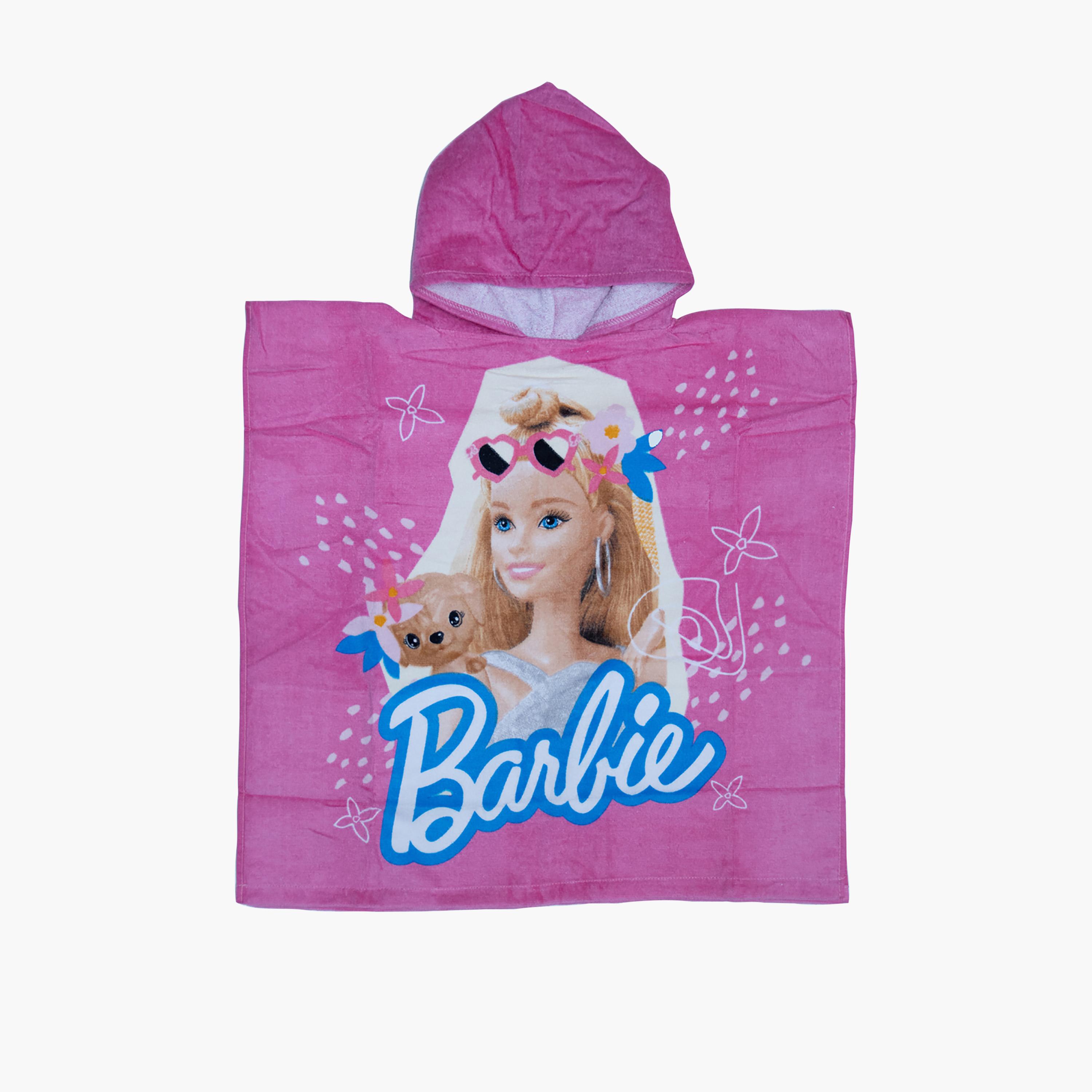 Barbie Soft & Absorbent Hooded Bath Towel - Pink-baby-bathandcare-towels-image-1